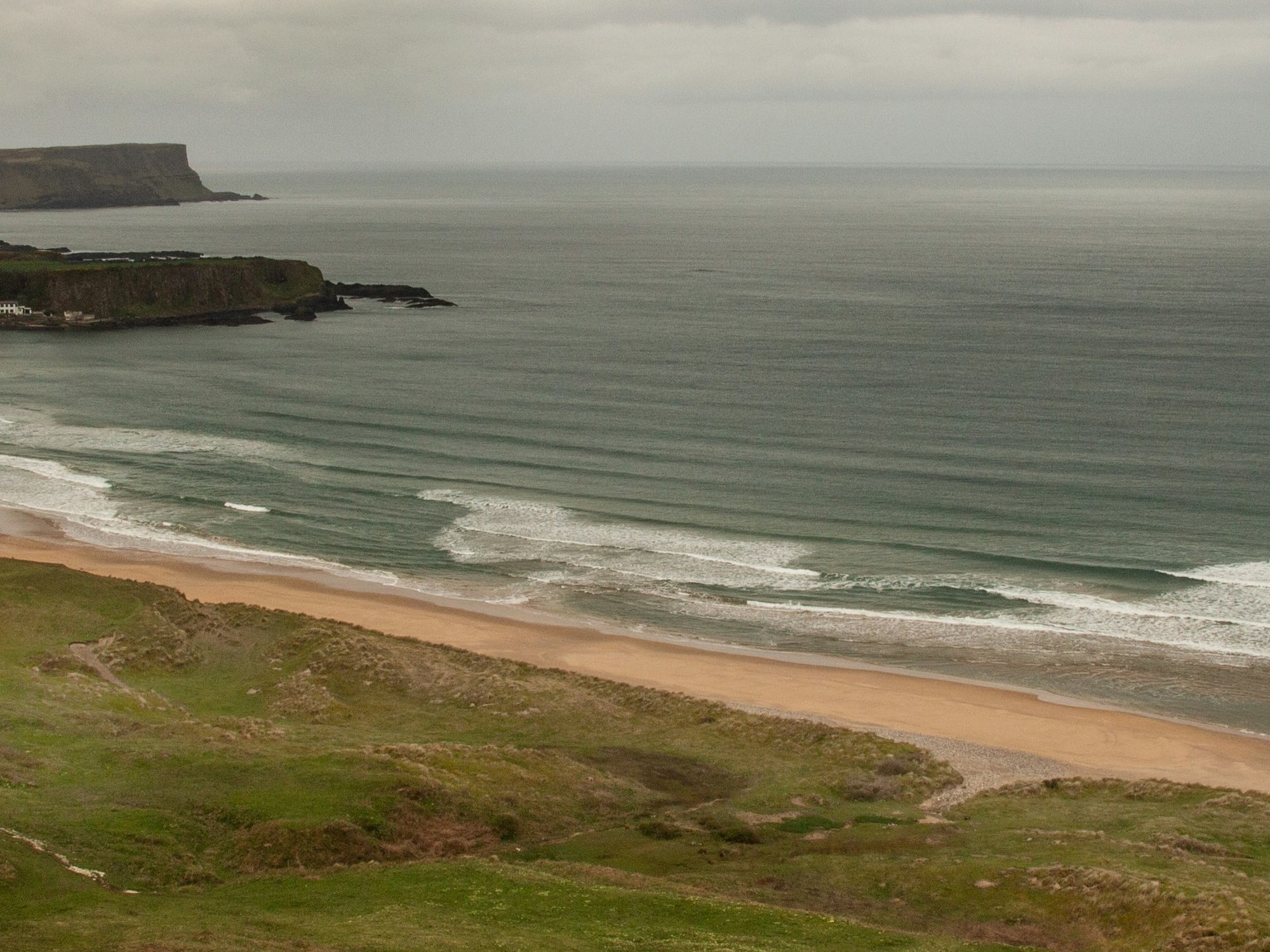 A beach on cloudy day.