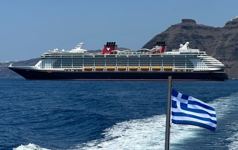 Cruise ship with Greek flag