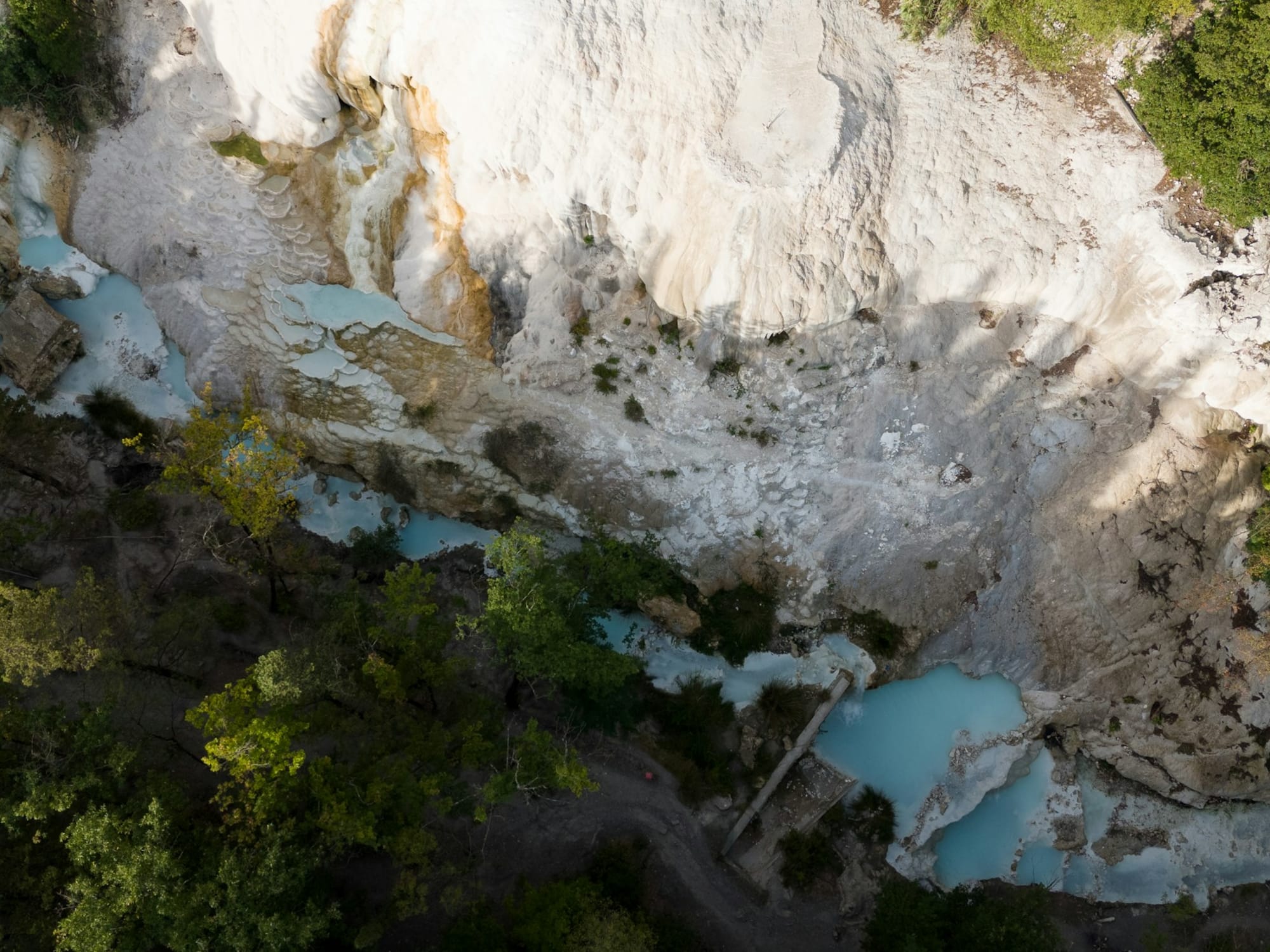 Aerial view of hot springs in Bagni San Filippo.
