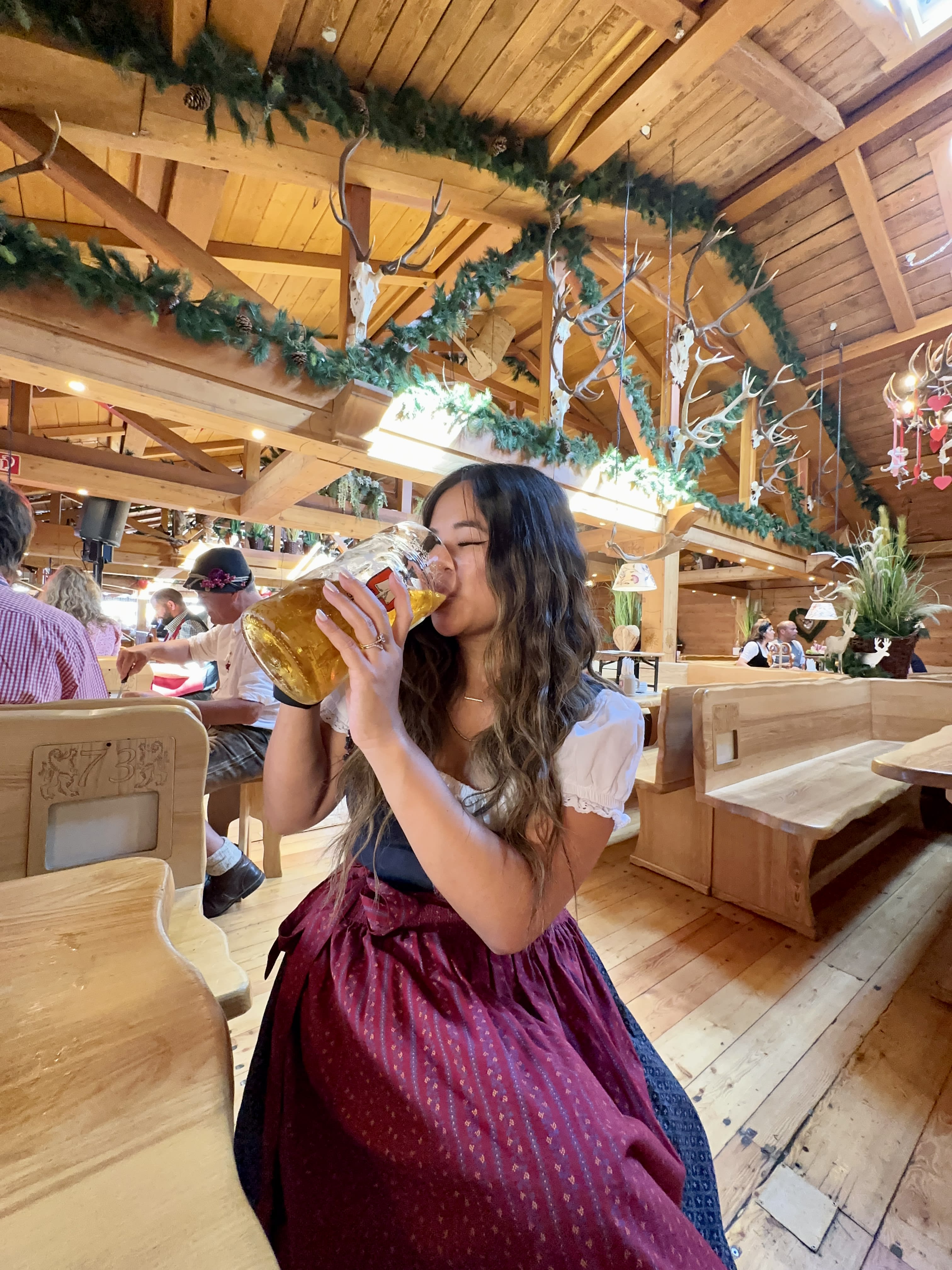 Drinking beer from a huge mug