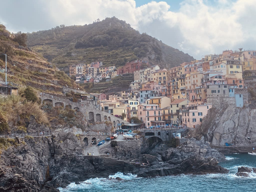 Beautiful view of town on cliff