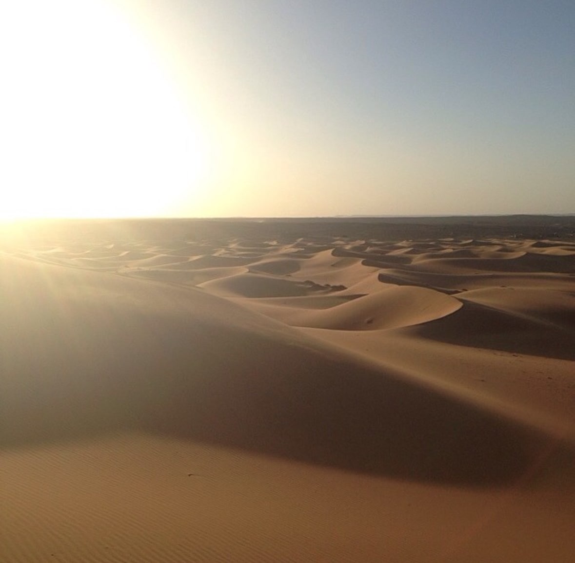 Vastness of the desert and the sun shinning bright on a clear day
