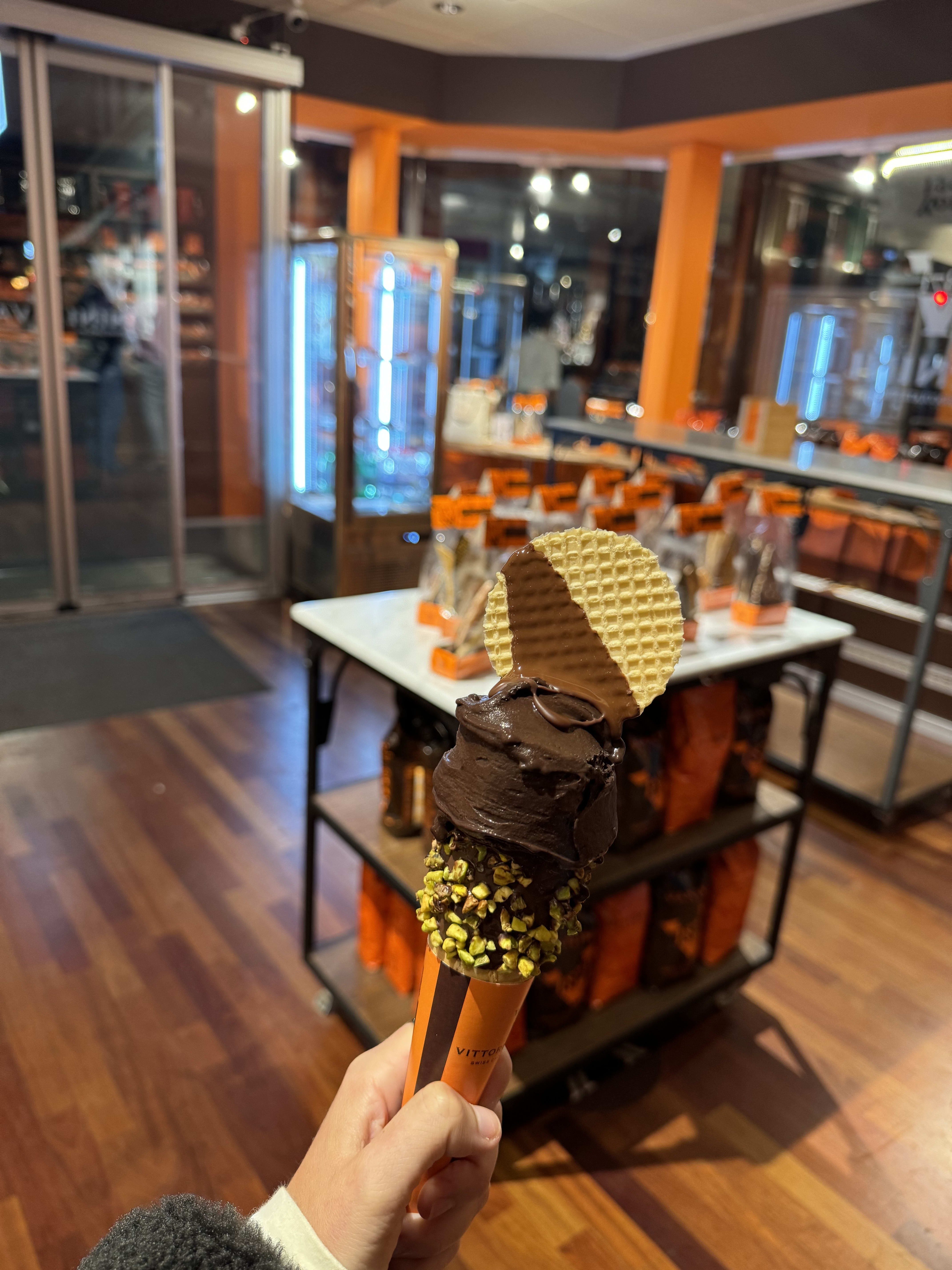 Delicious gelato at Vanini Swiss Chocolate 1871.