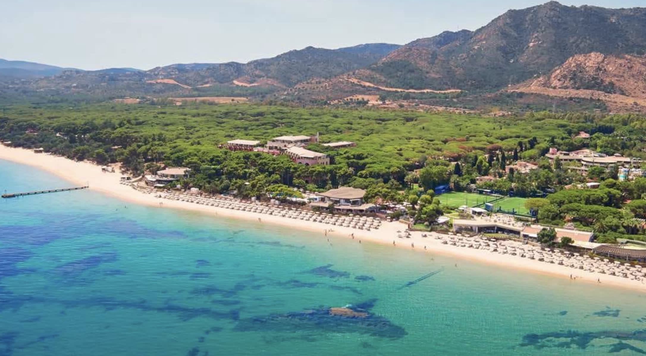 aerial photo of a beach resort with turquoise water