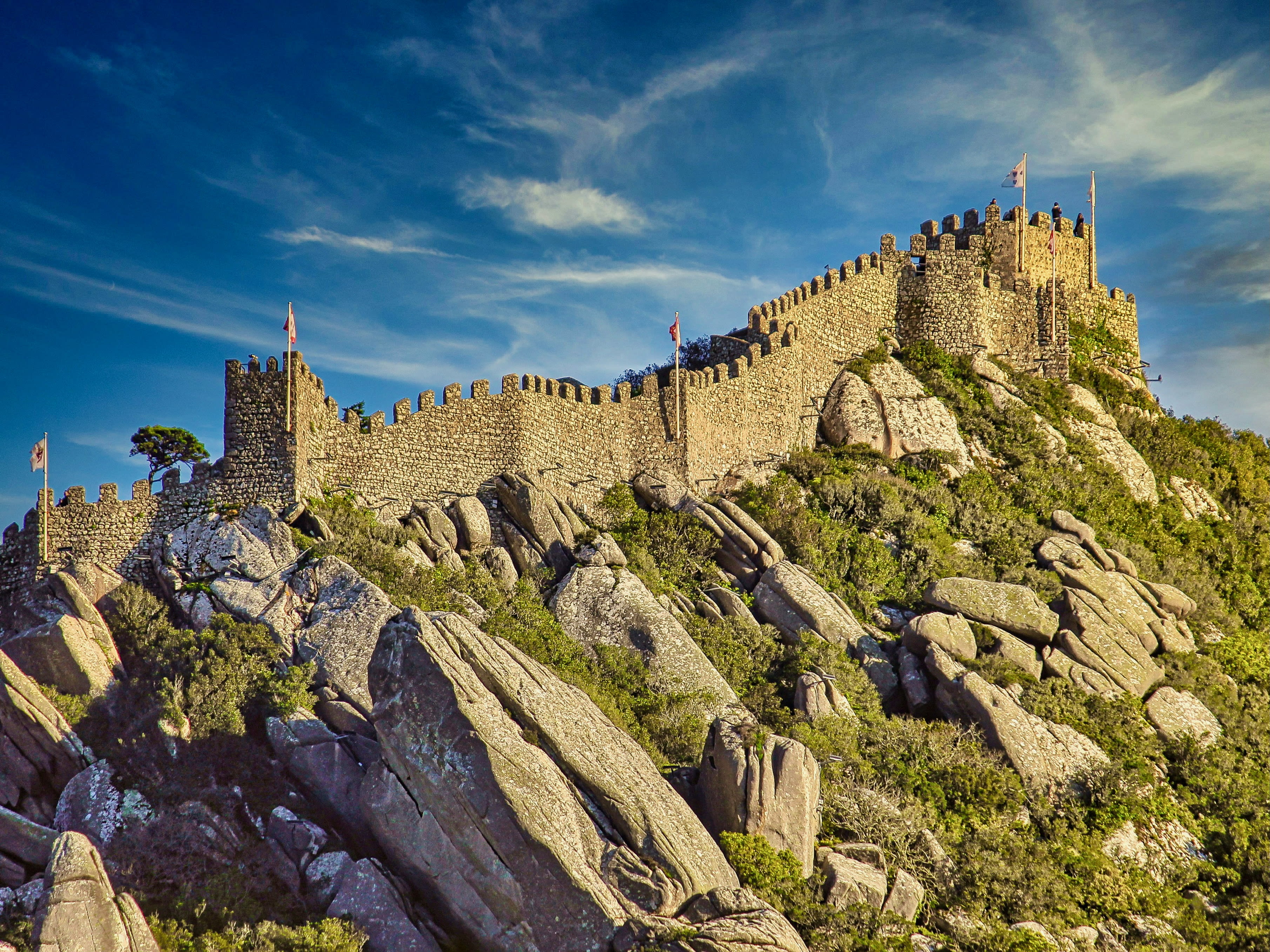 hilltop castle ruins during daytime