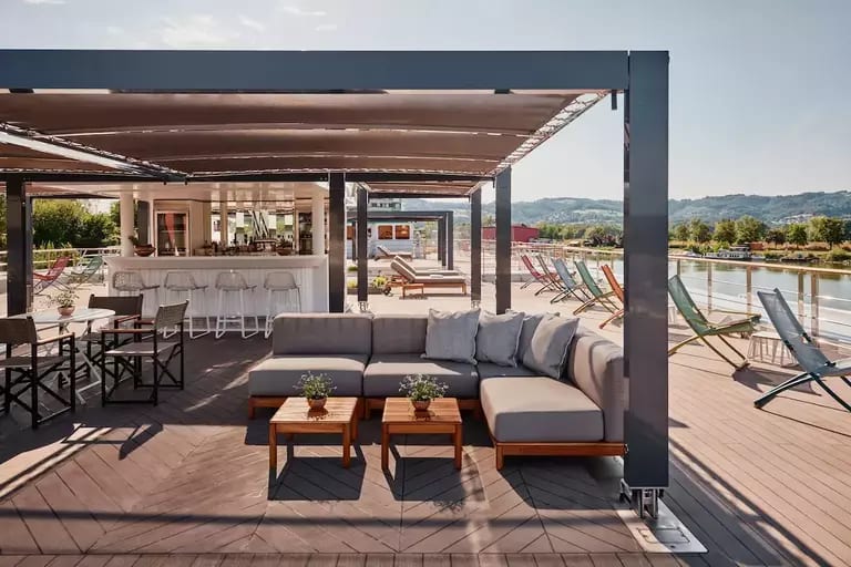 open-air bar on a ship deck