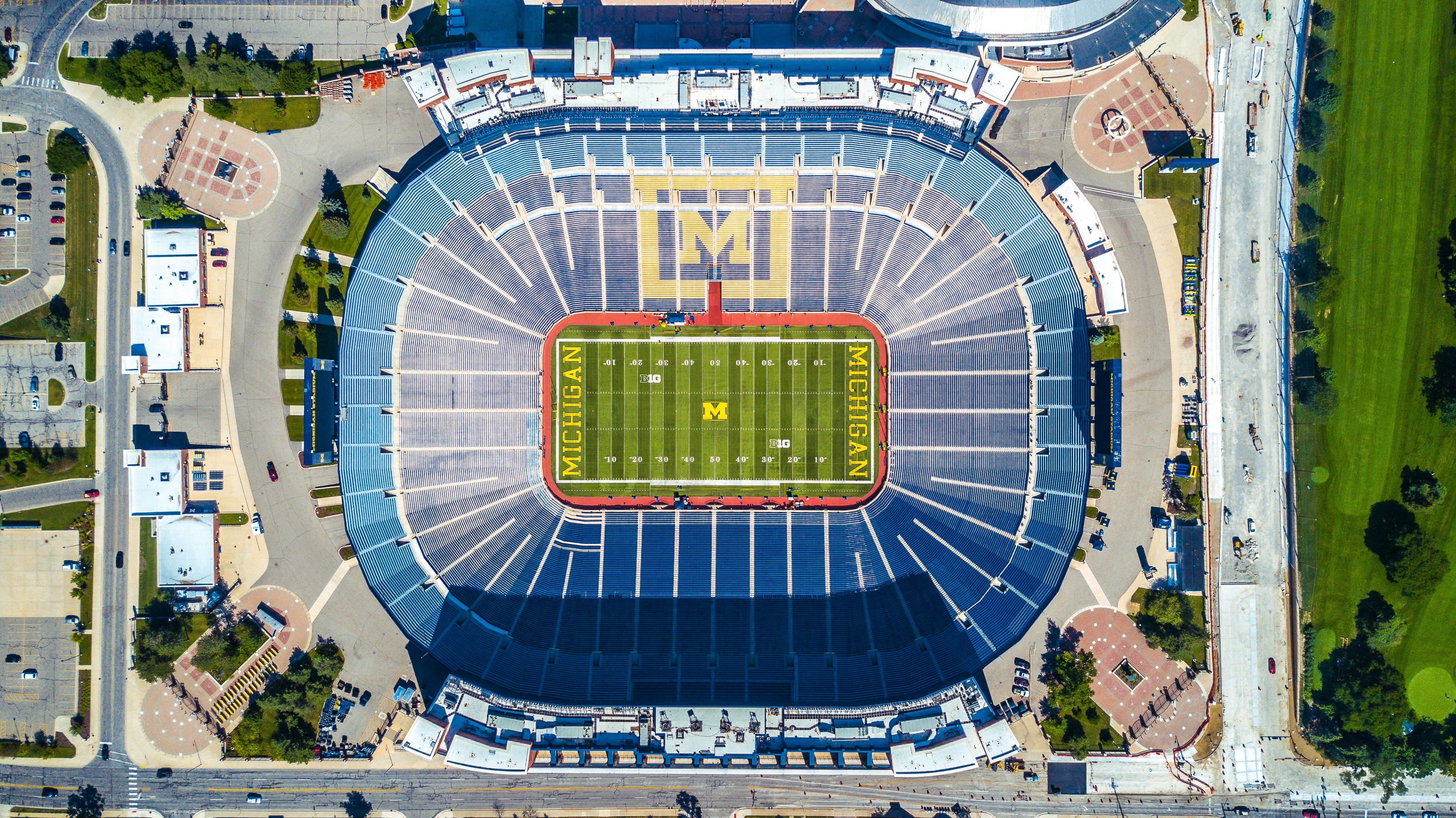 aerial view of an outdoor football stadium