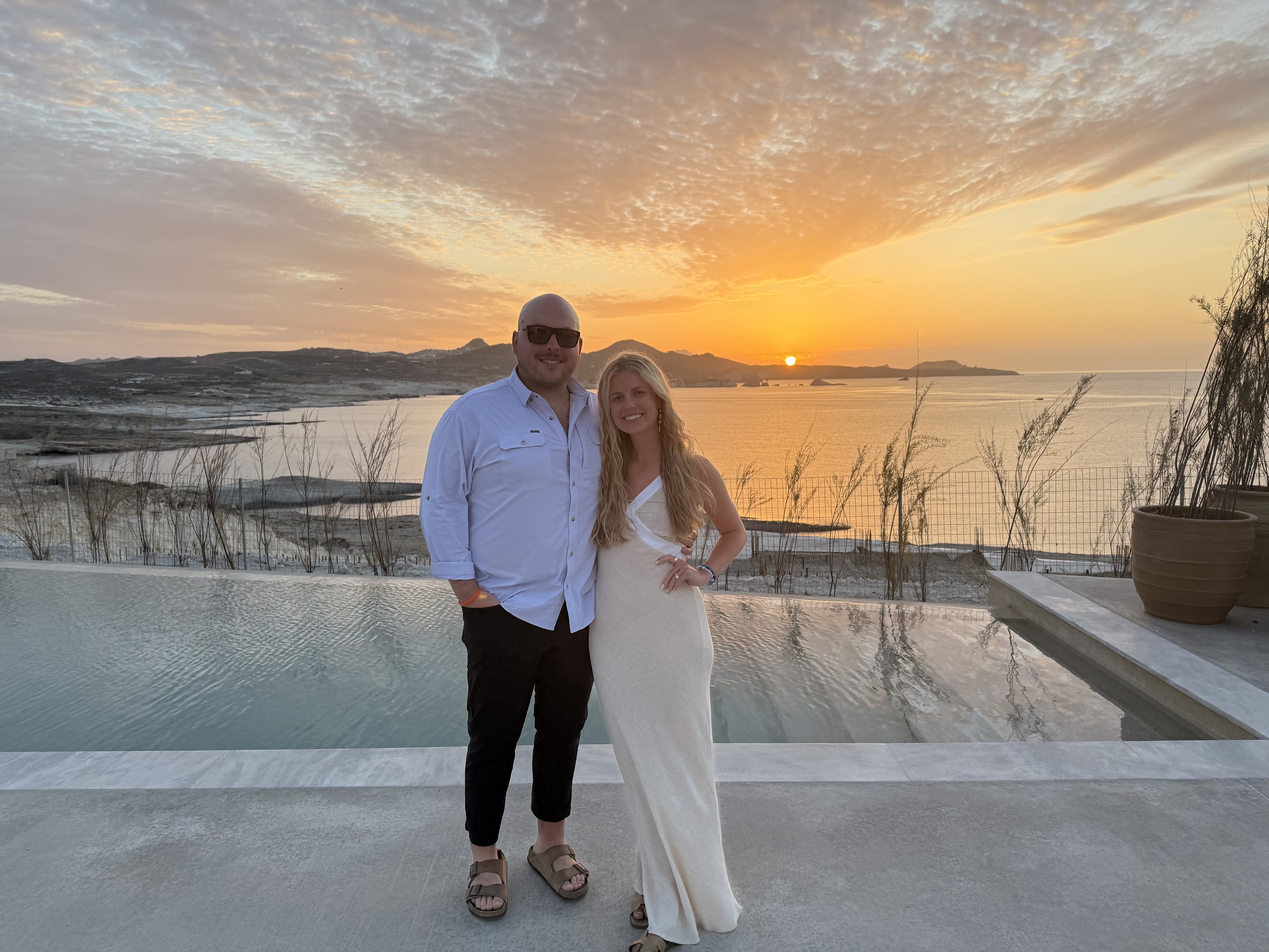 Clients of Seasen Acevedo-Zullo on their honeymoon in Greece