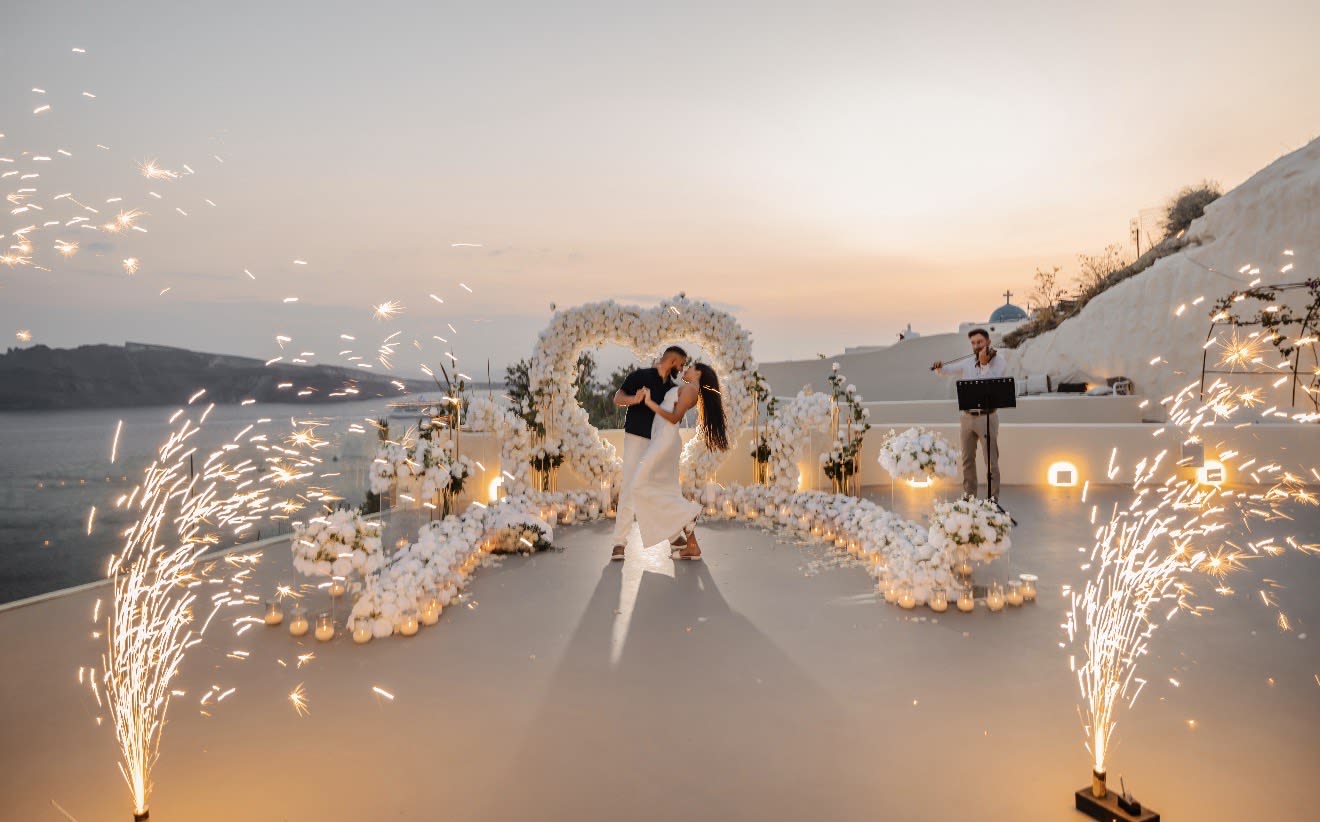 A Santorini proposal with caldera views