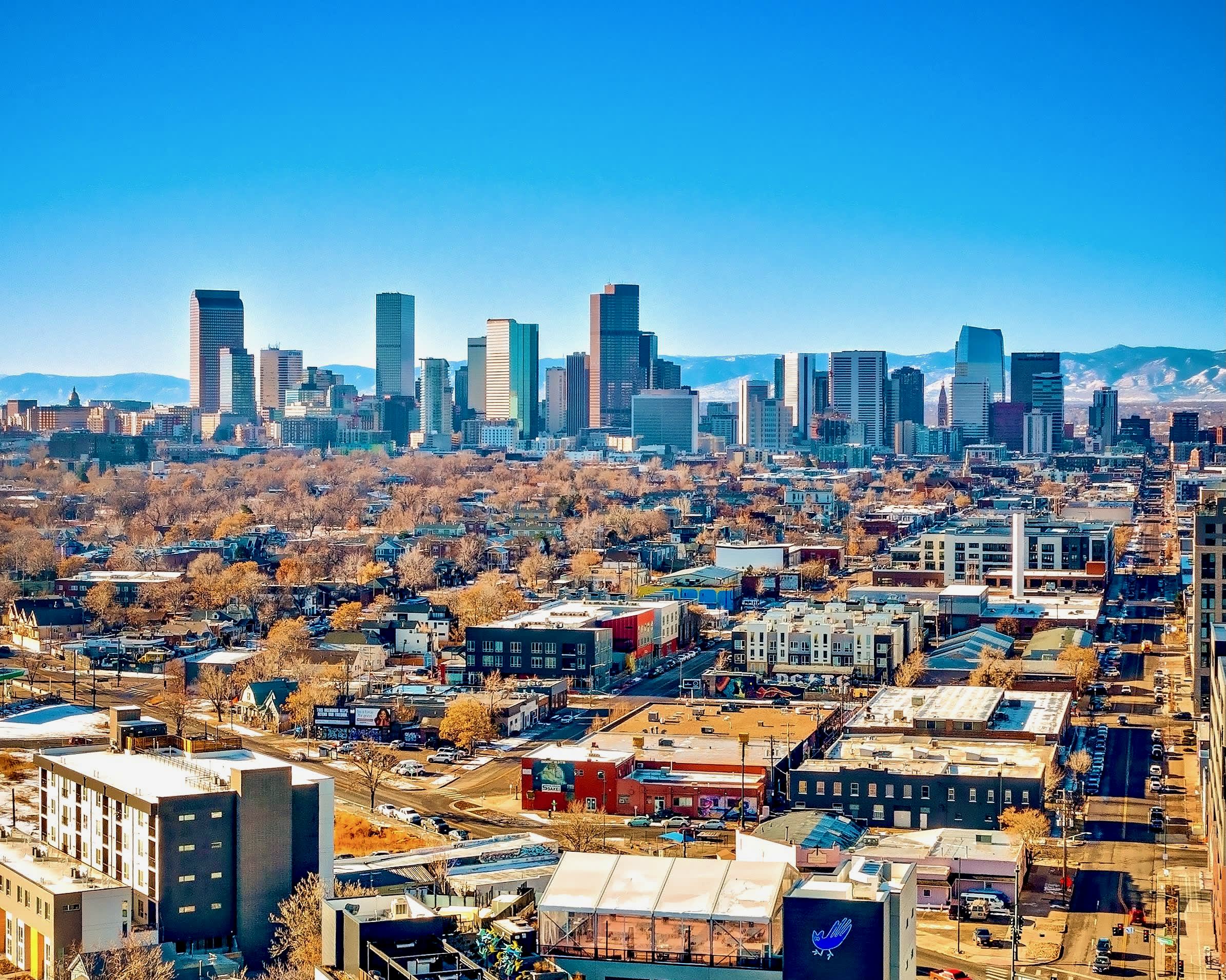 cityscape with tall skyscrapers on the horizon during day