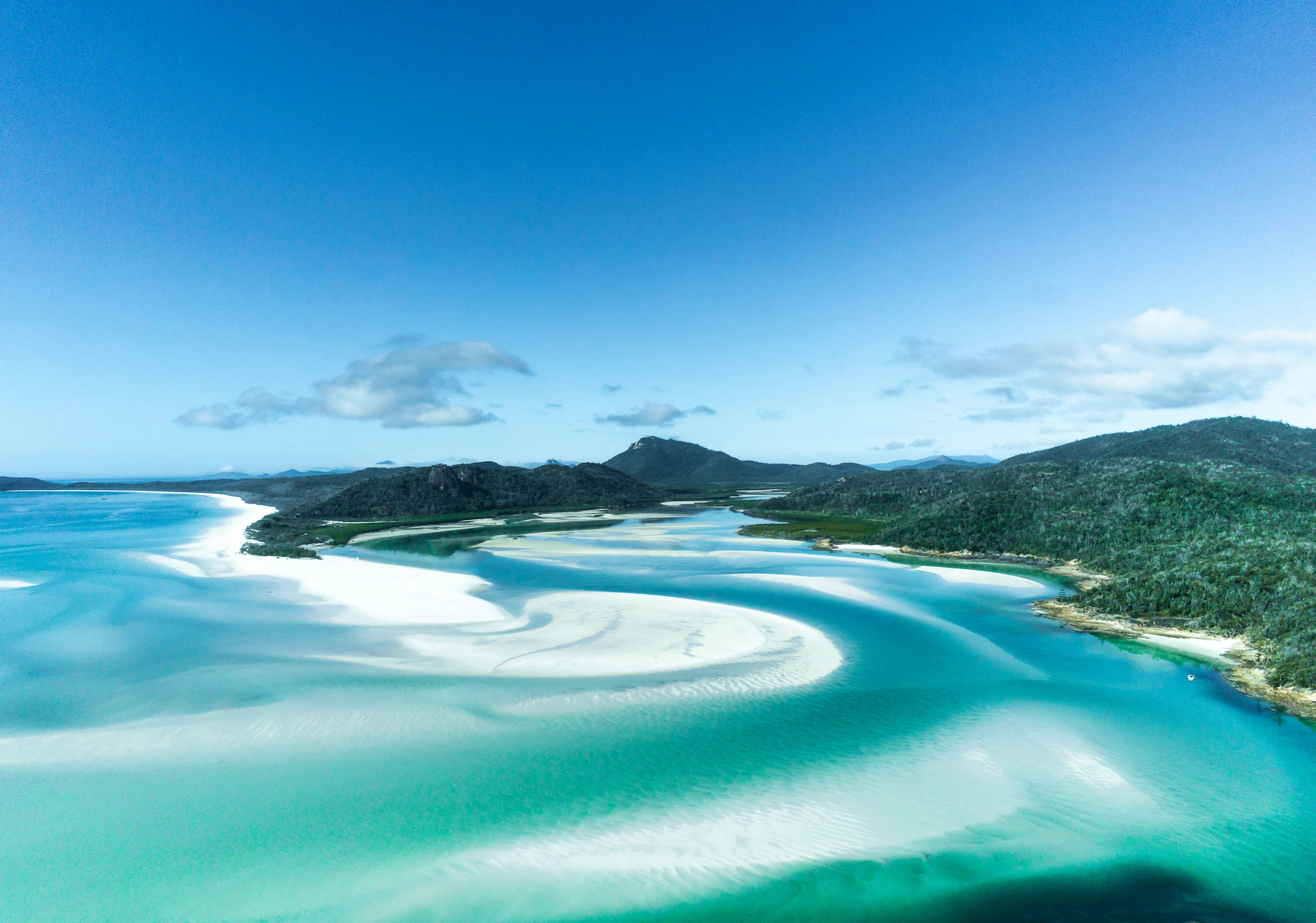Whitsunday Islands beach with swirling turquoise water
