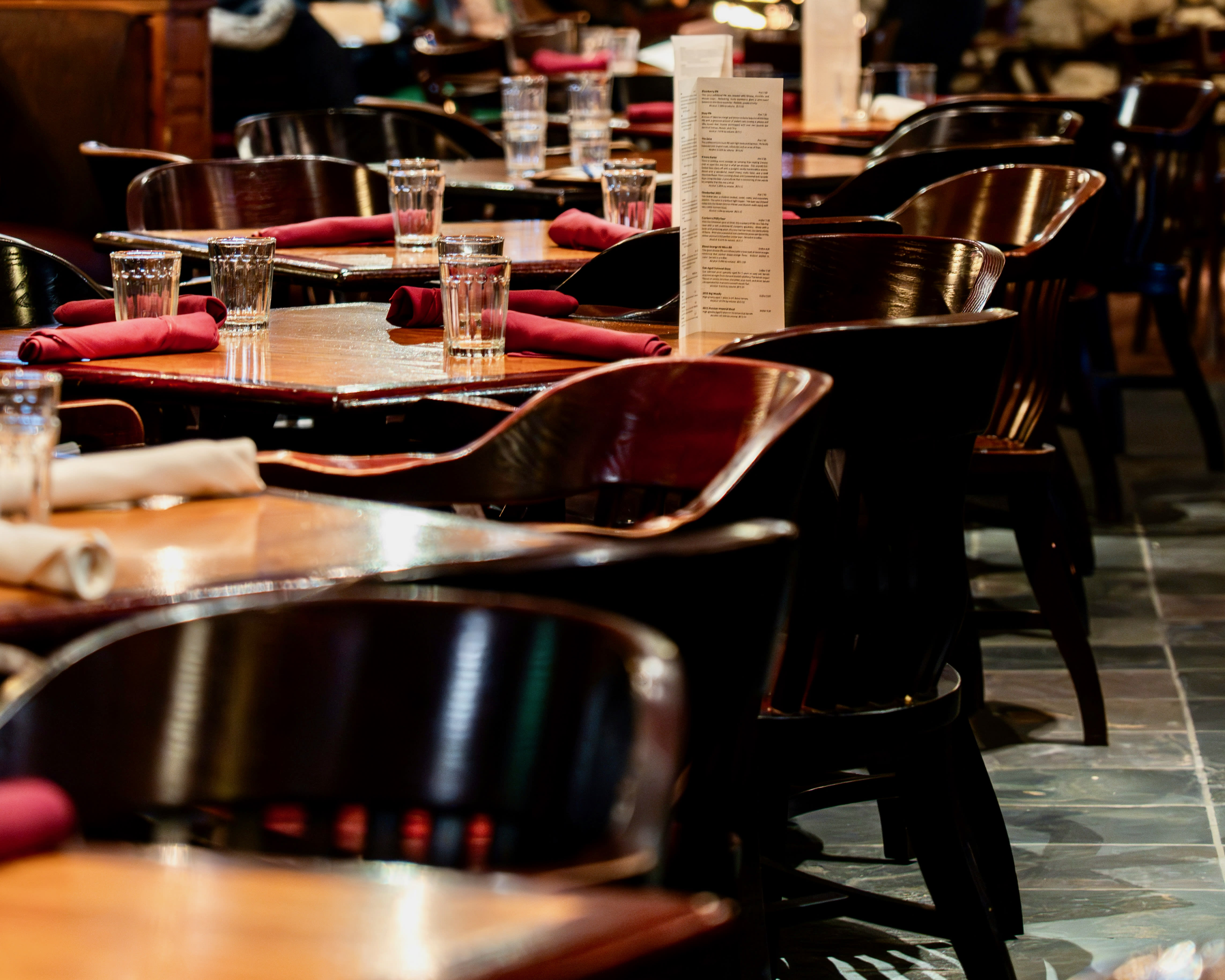 pub brewhouse tables and dark wood chairs