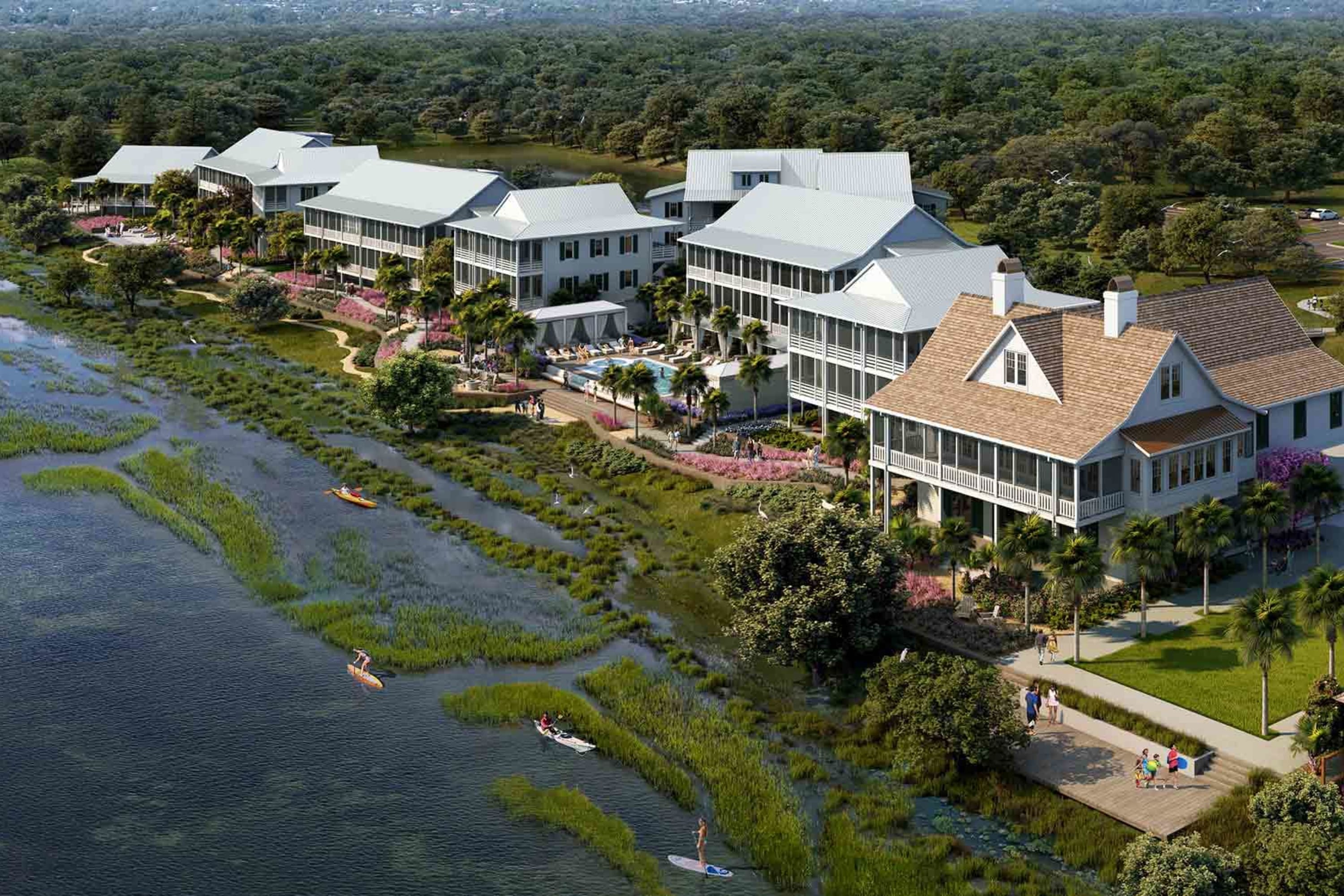 A large coastal resort next to pristine marshland
