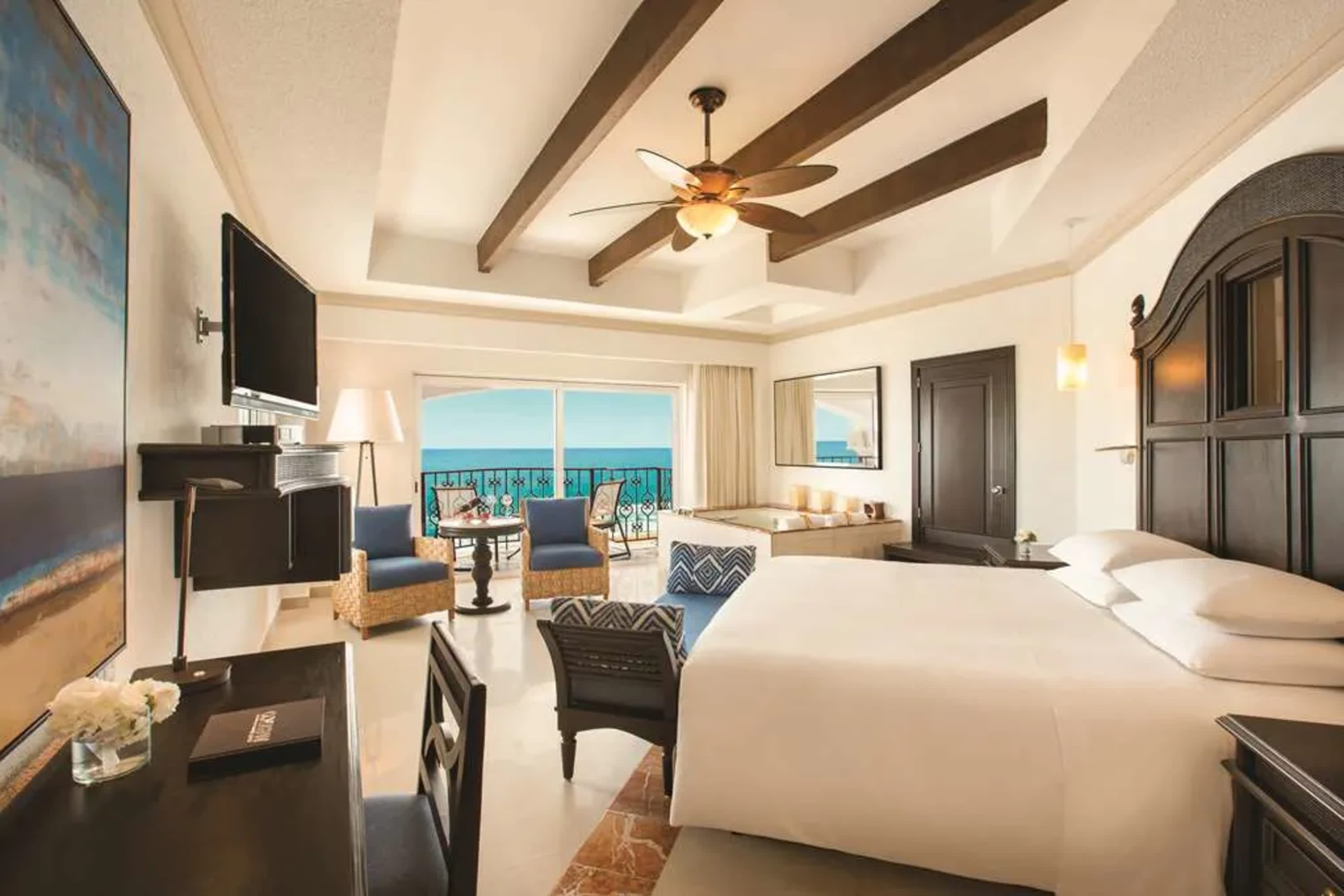 Spacious suite with chic furnishings and lovely ocean view