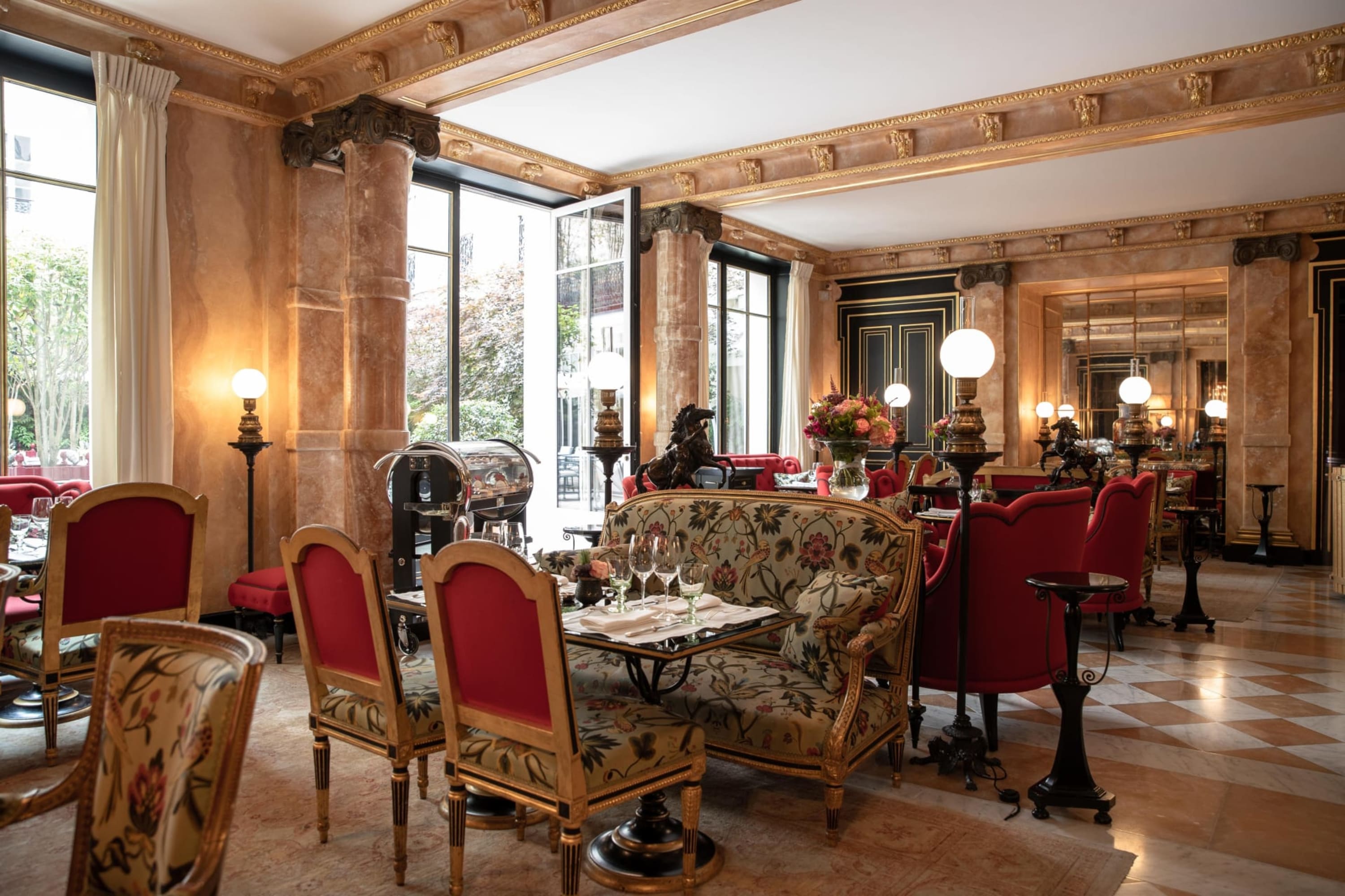 Elegant and classical restaurant with artful furnishings and Art Deco accents