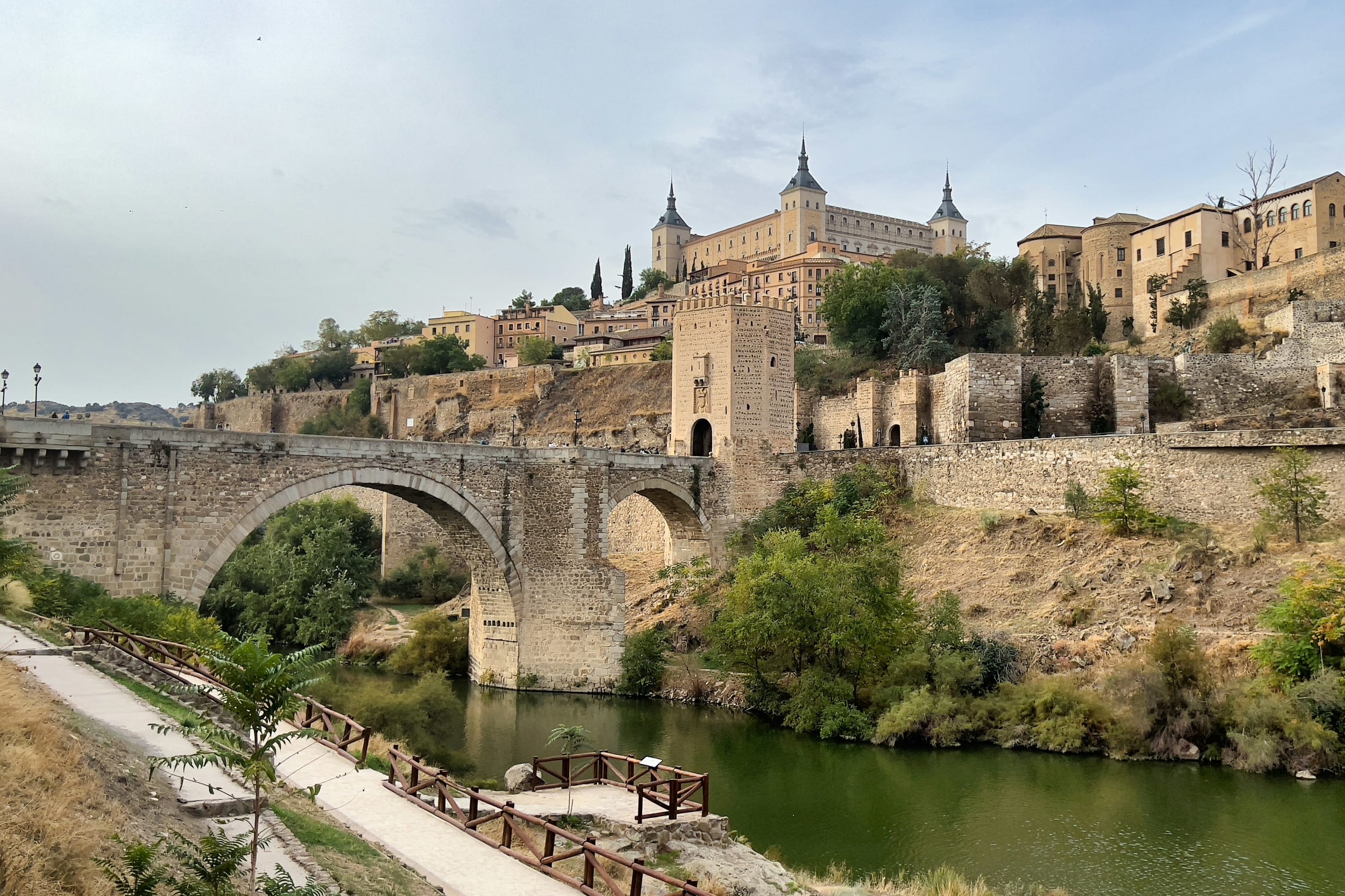 Majestic and imposing castle across a river