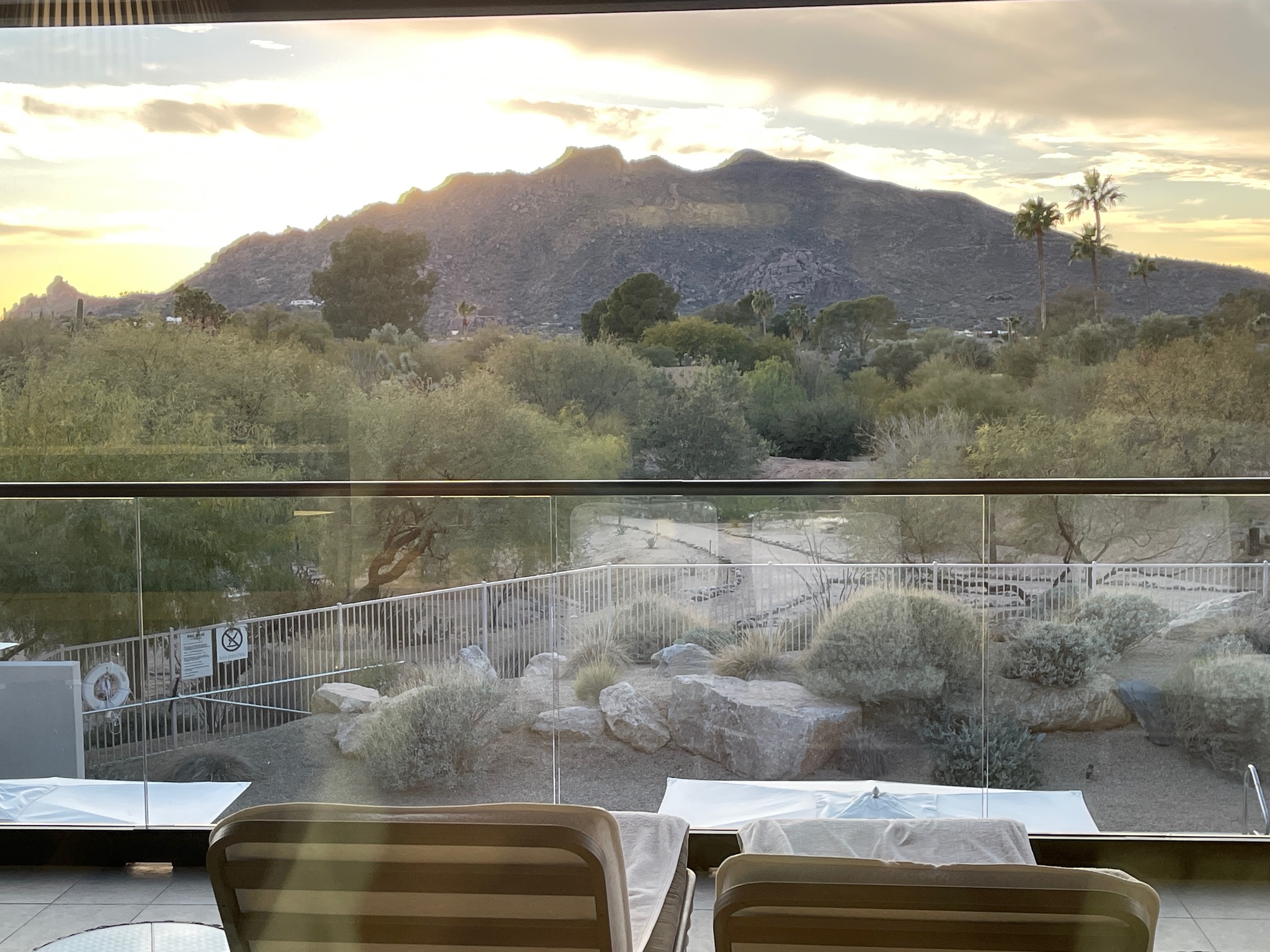 Lush views of green hills at sunset.