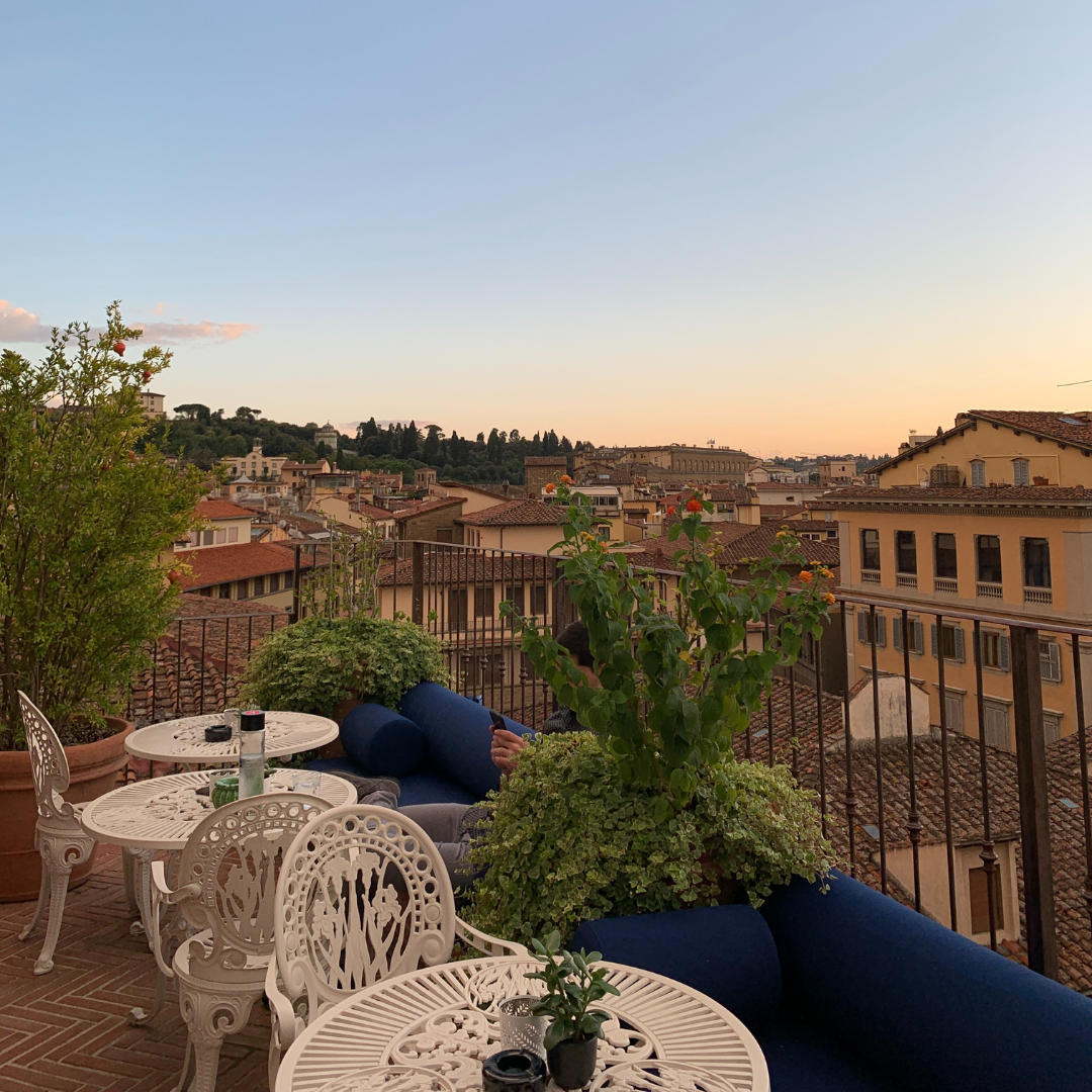Sunset over the town.