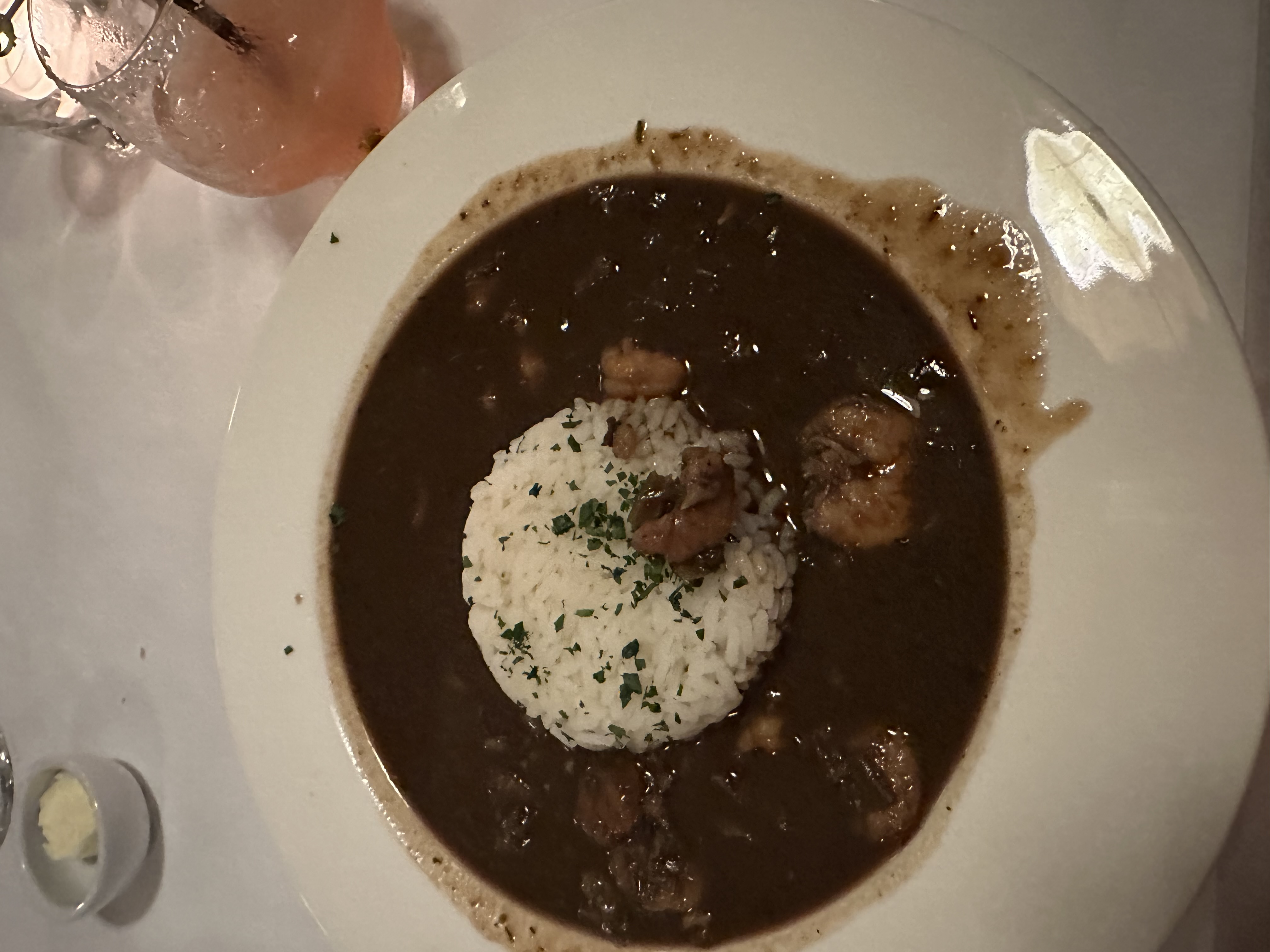 A plate of food sitting on a table.