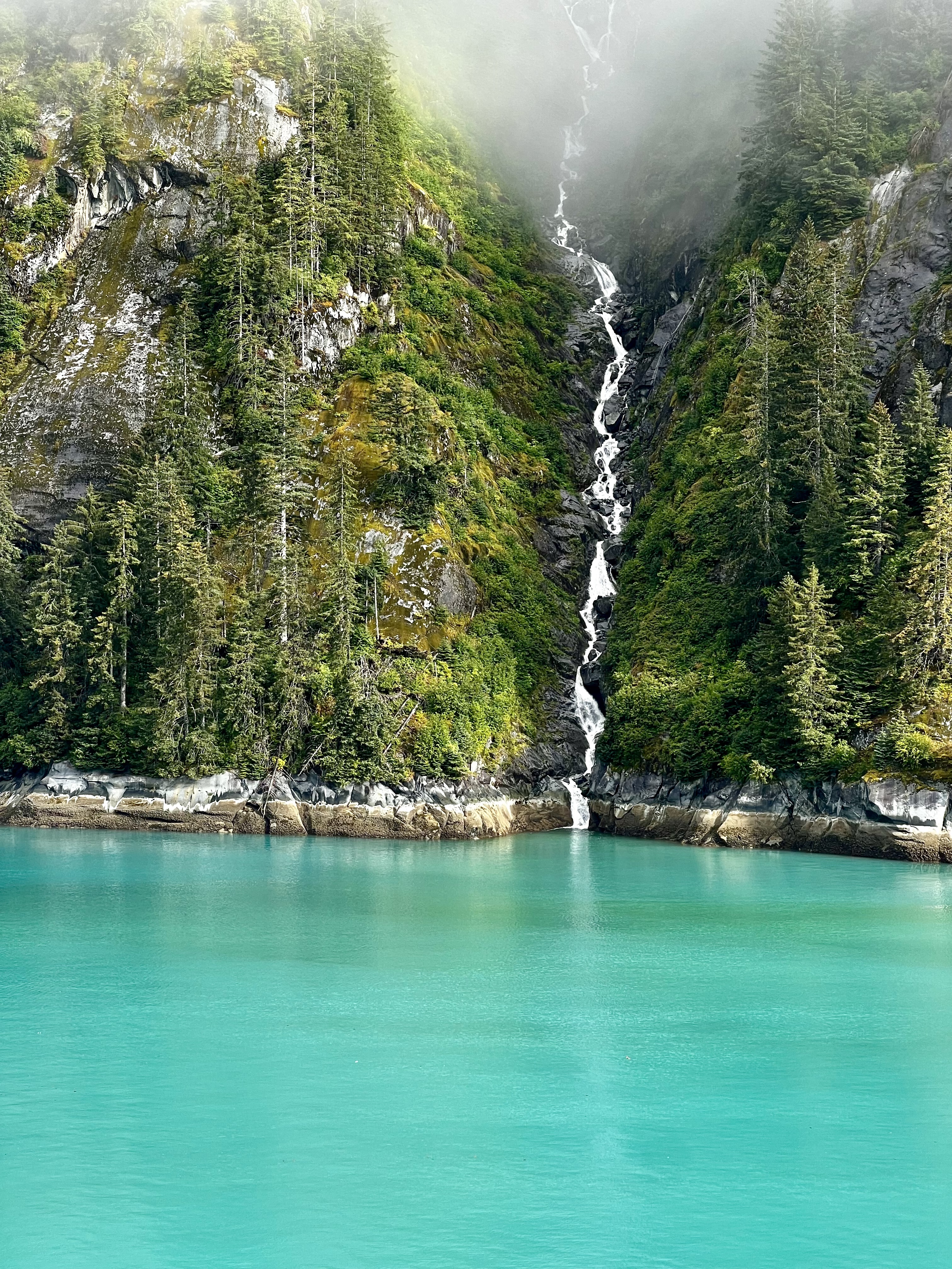 Glacial Lake waterfall.