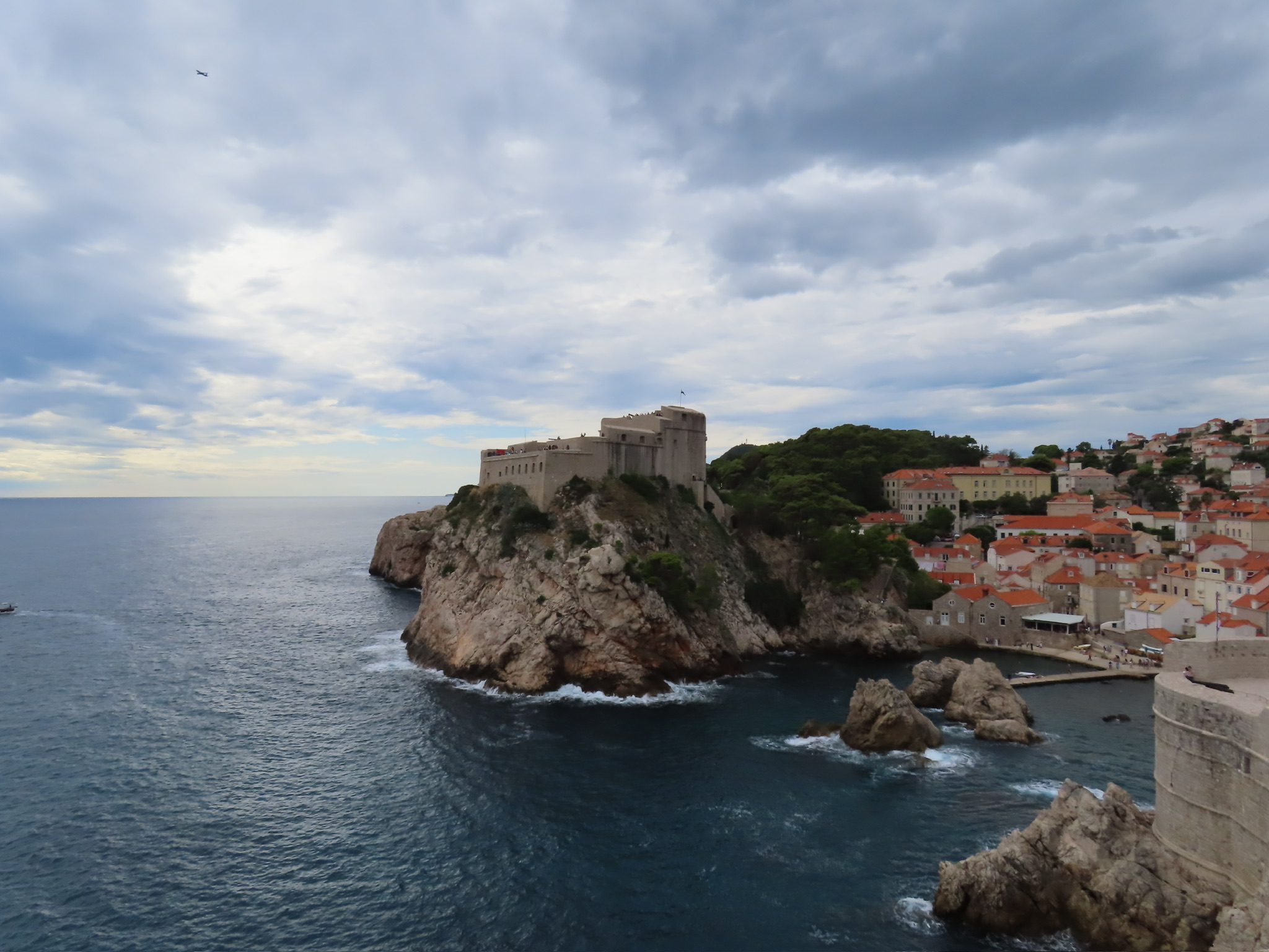 View of a fortress in Dubrovnik, Croatia on a cloudy day