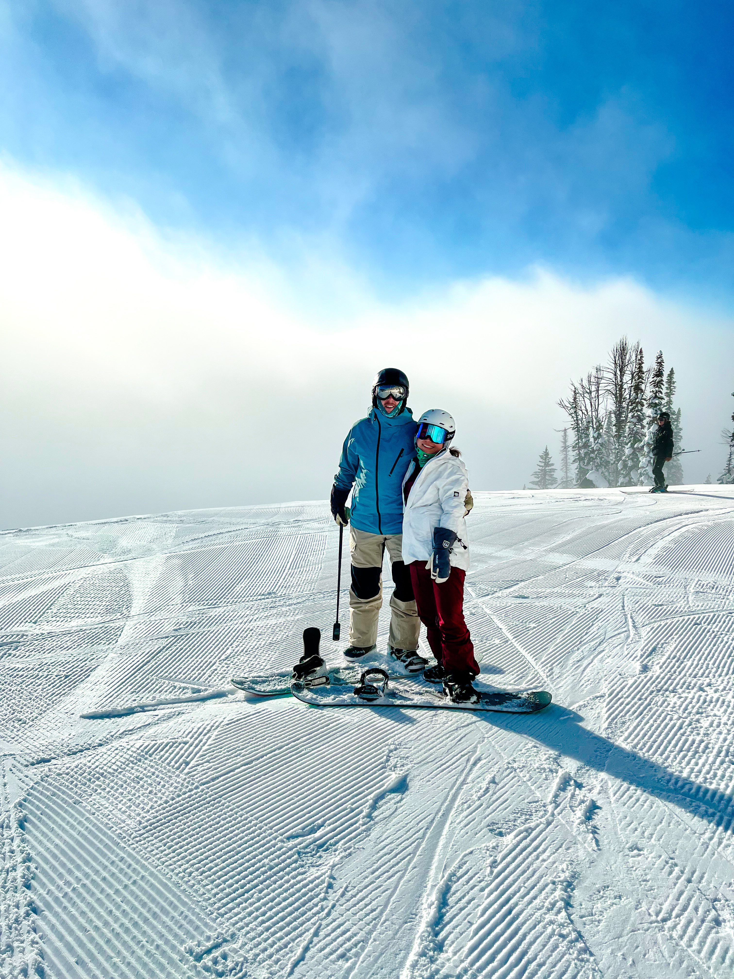 Skiing in the snow.