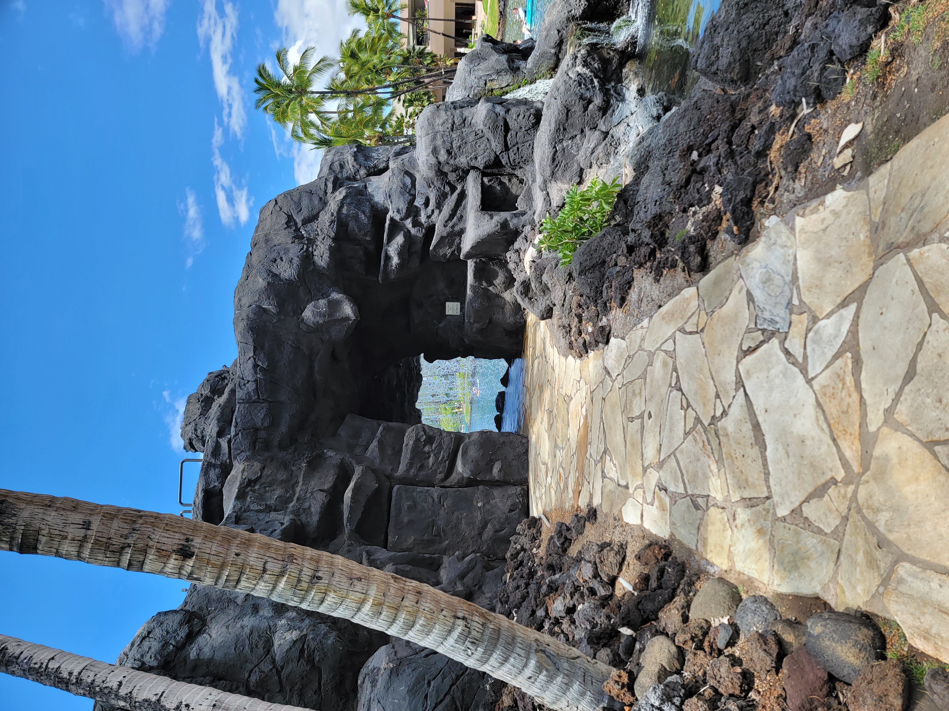 Blue skies over the rocks.