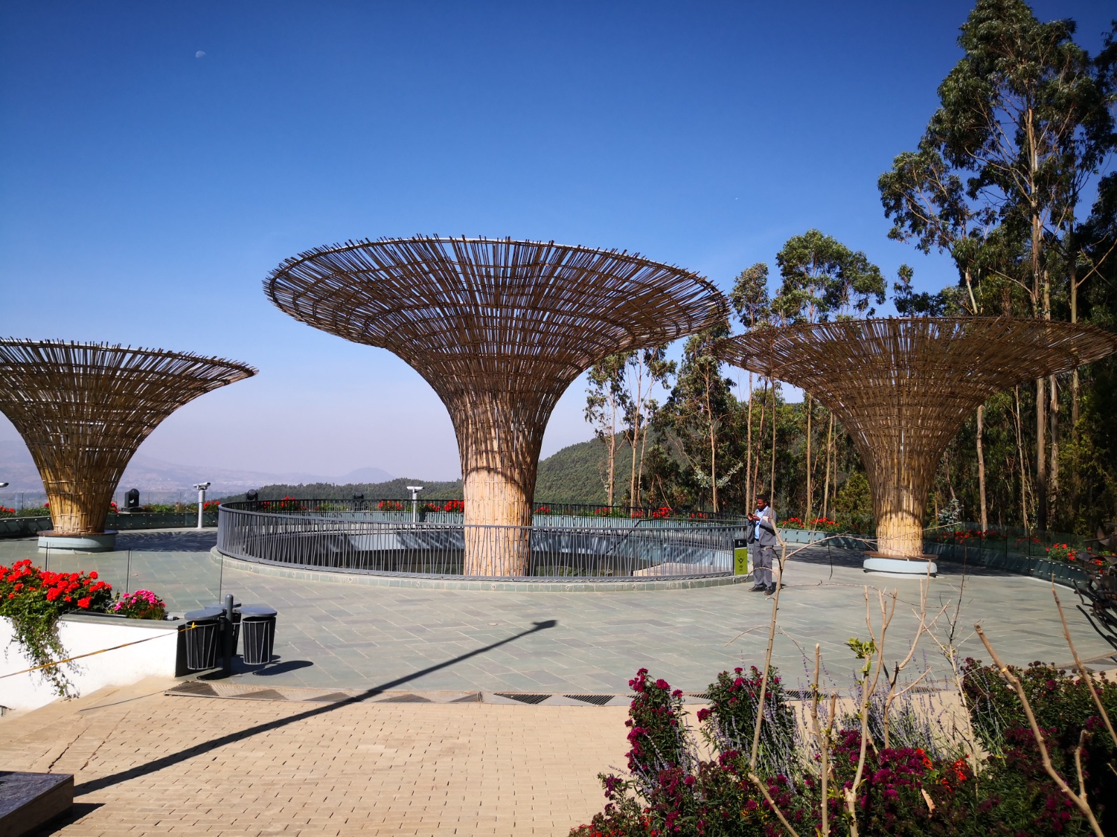 Decorative structures in the middle of a park during the daytime
