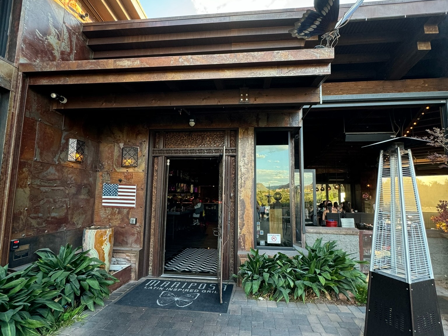 Outside of a restaurant.