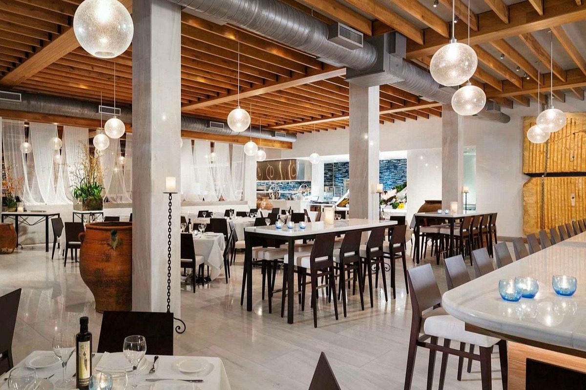 An indoor dining area in a restaurant