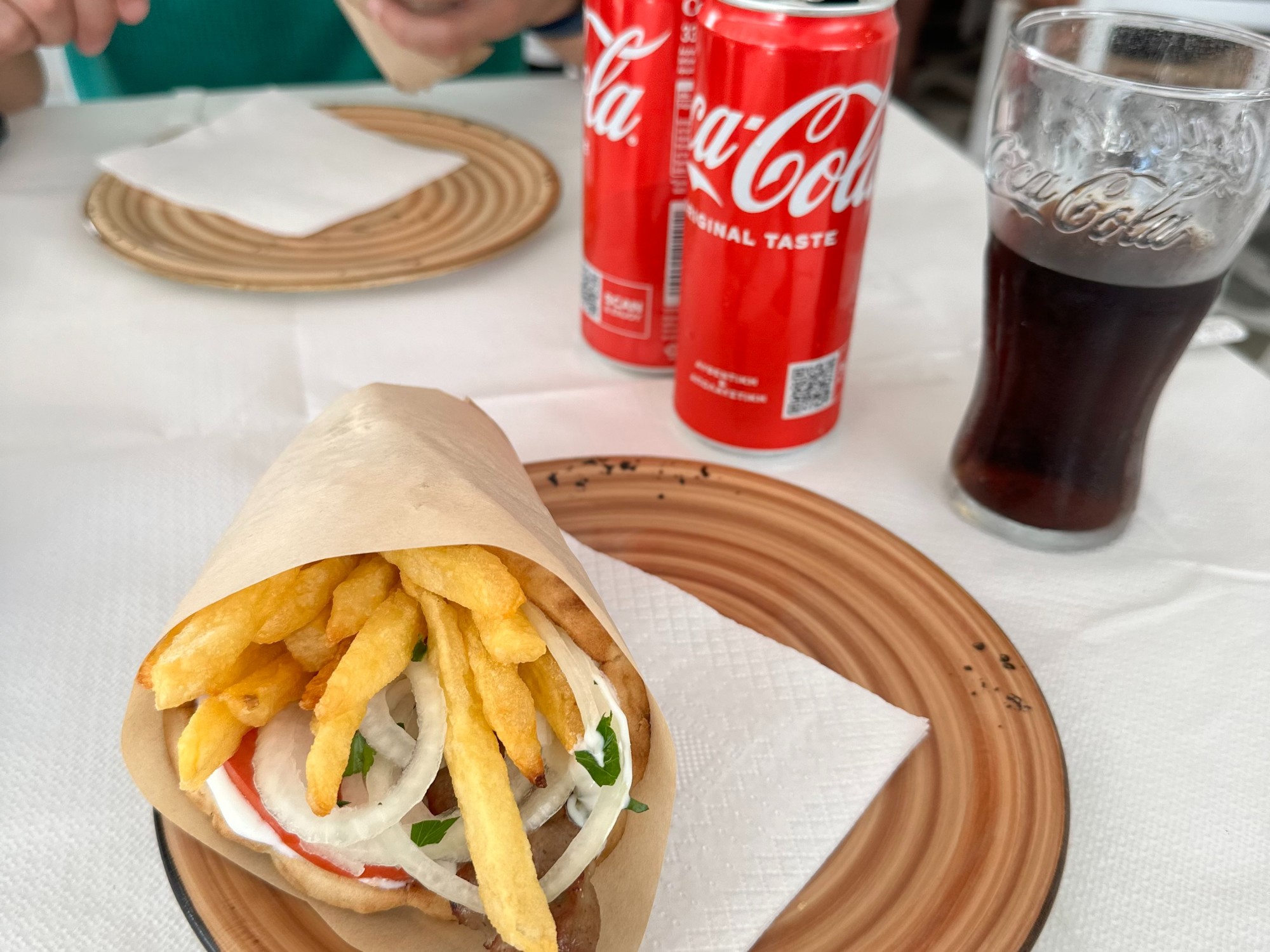 Roll with fries and coke.
