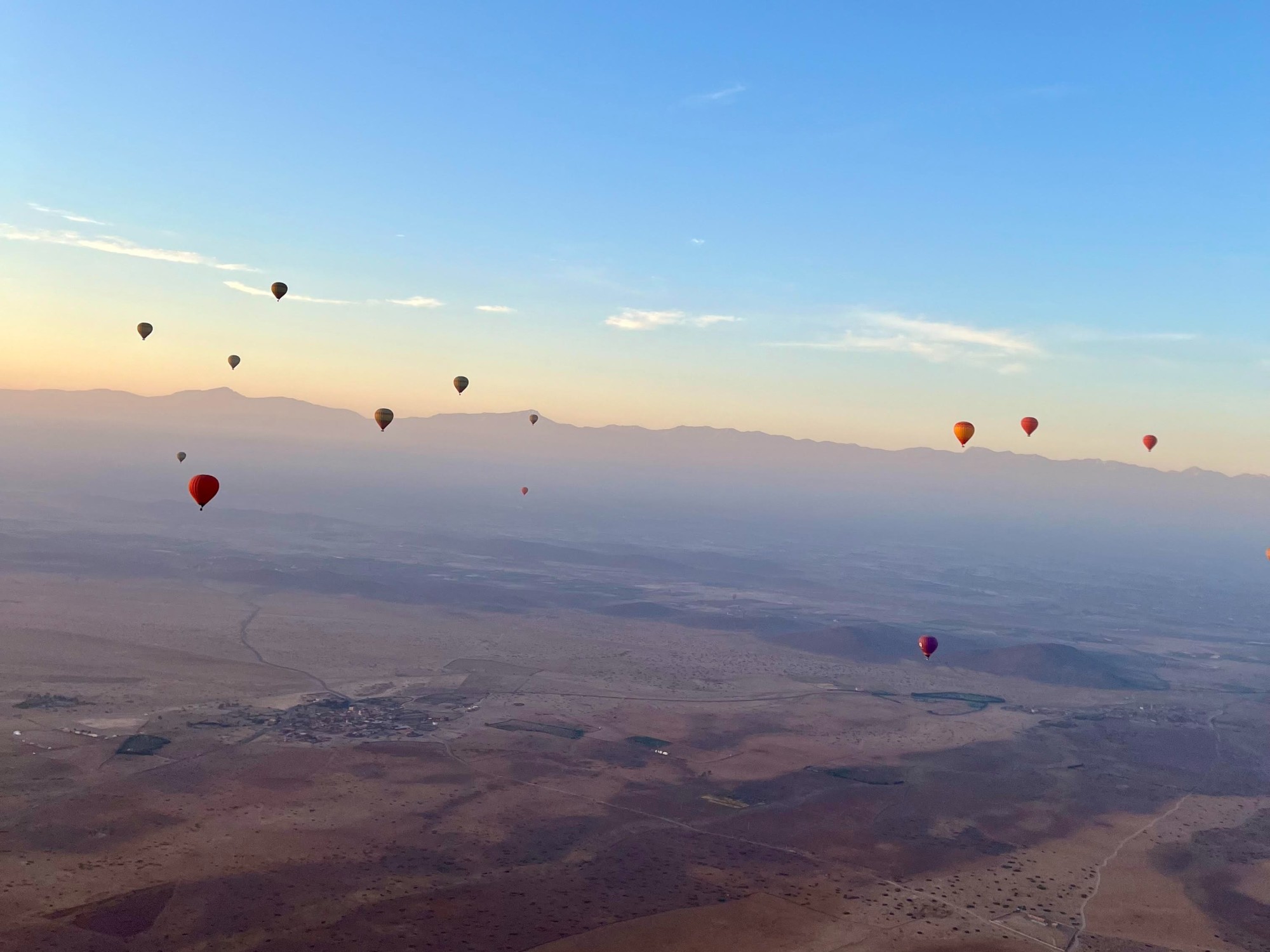 Hot air balloons at dawn.