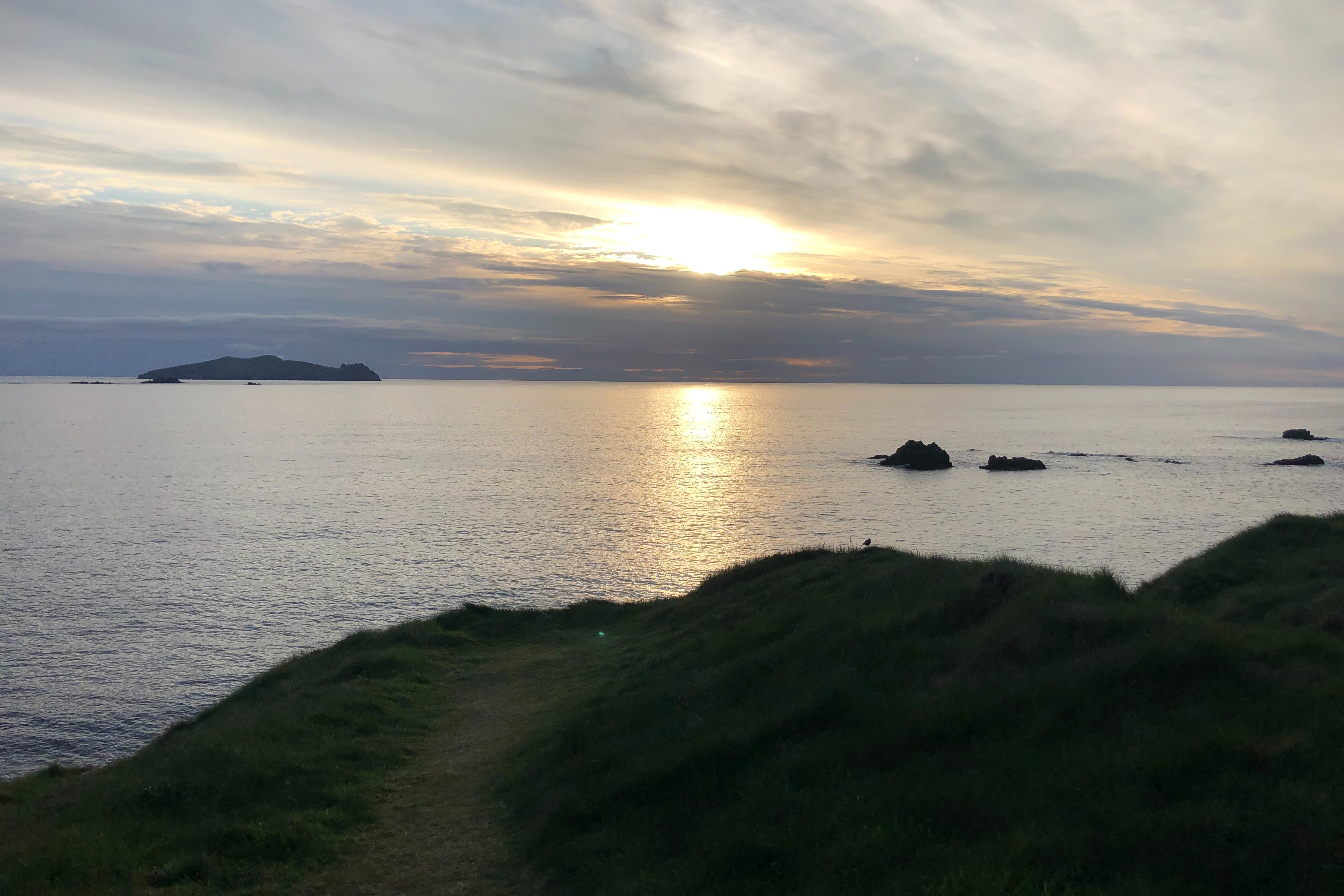 A sunset over the water