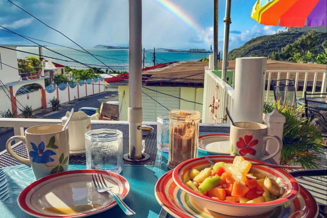 Delicious breakfast or brunch with a rooftop view at Las Vistas Cafe.
