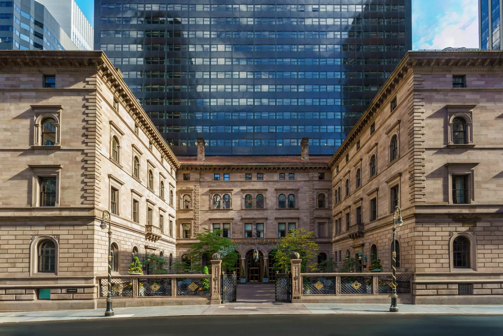Grandiose entrance to Lotte New York Palace. The base of the structure is formed out of the historic Villard Houses