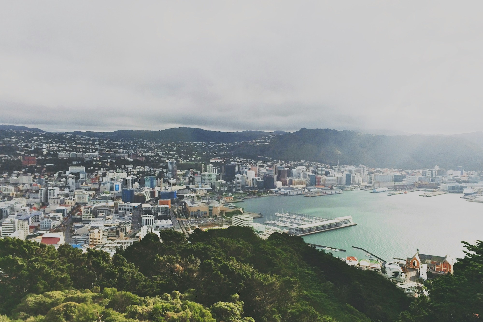An aerial view of the city.