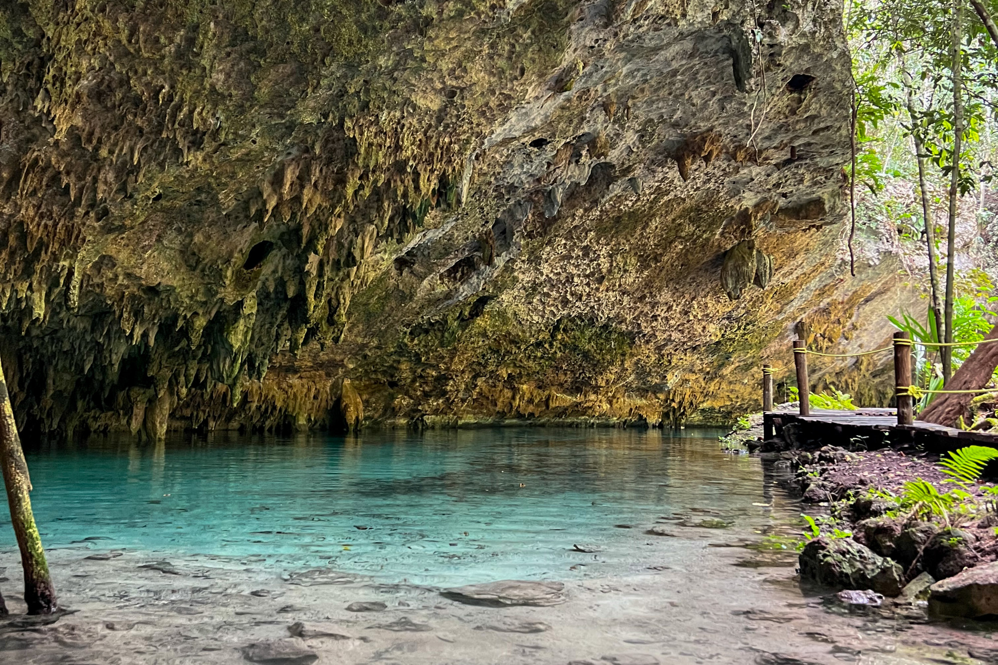 A body of water in a cave-like structure