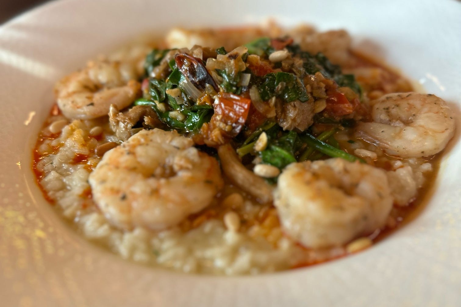A bowl of seafood and rice