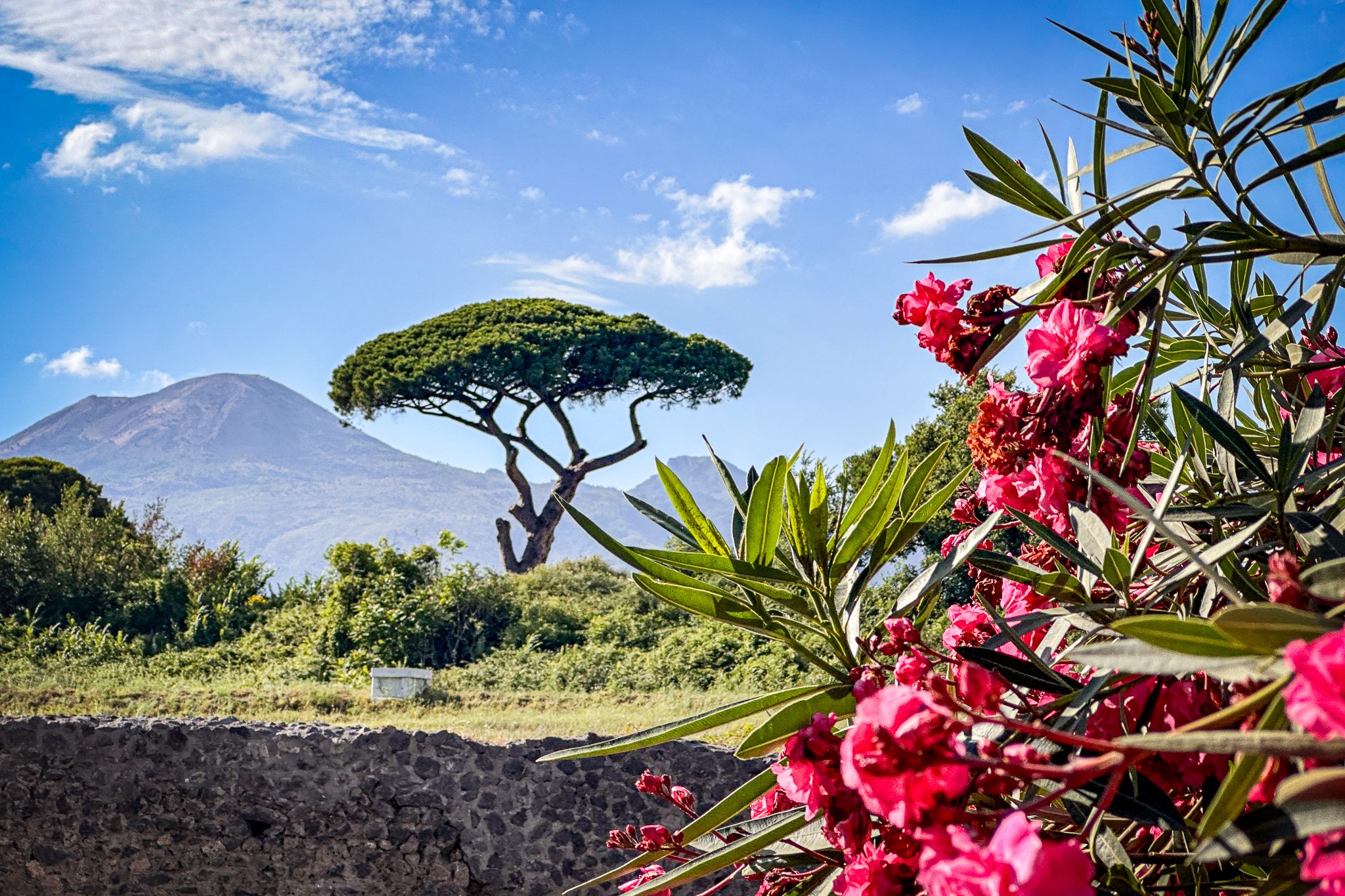 View of Mount Vesuvius from Pompeii.