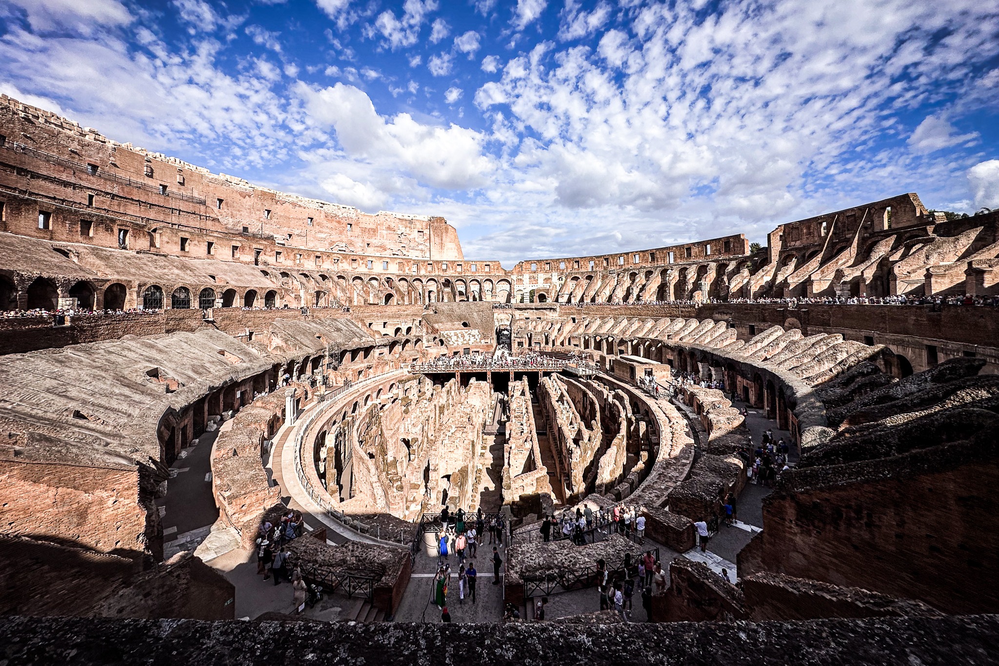 Inside the Colosseum during the daytime