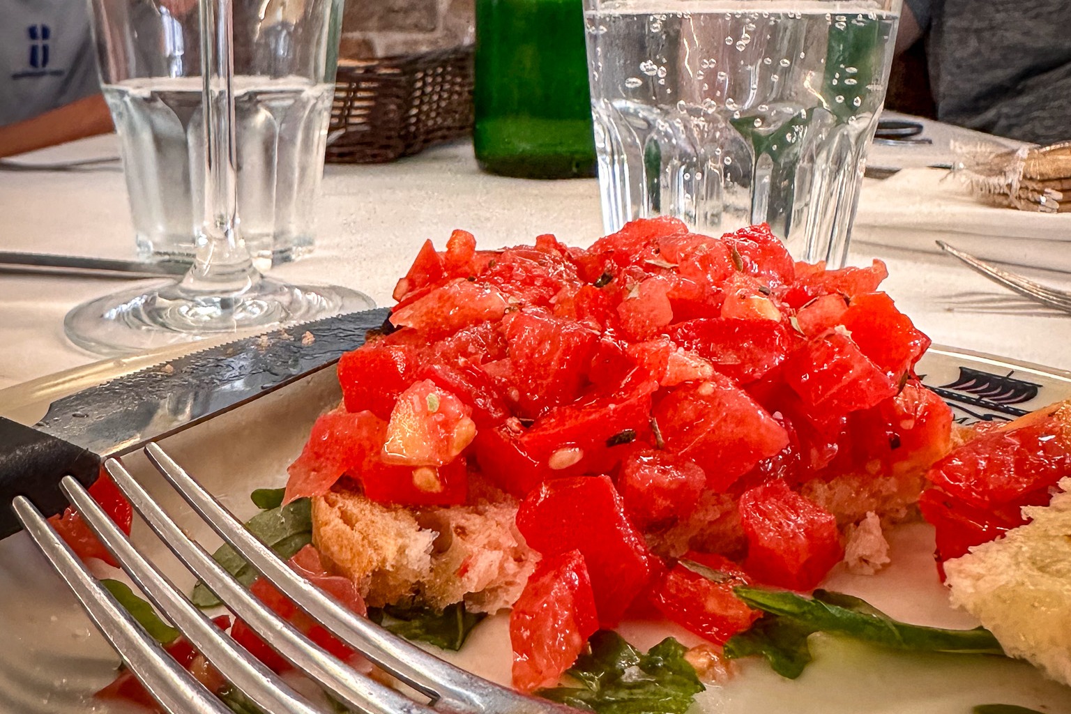 Rome lunch with fresh tomatoes and basil.