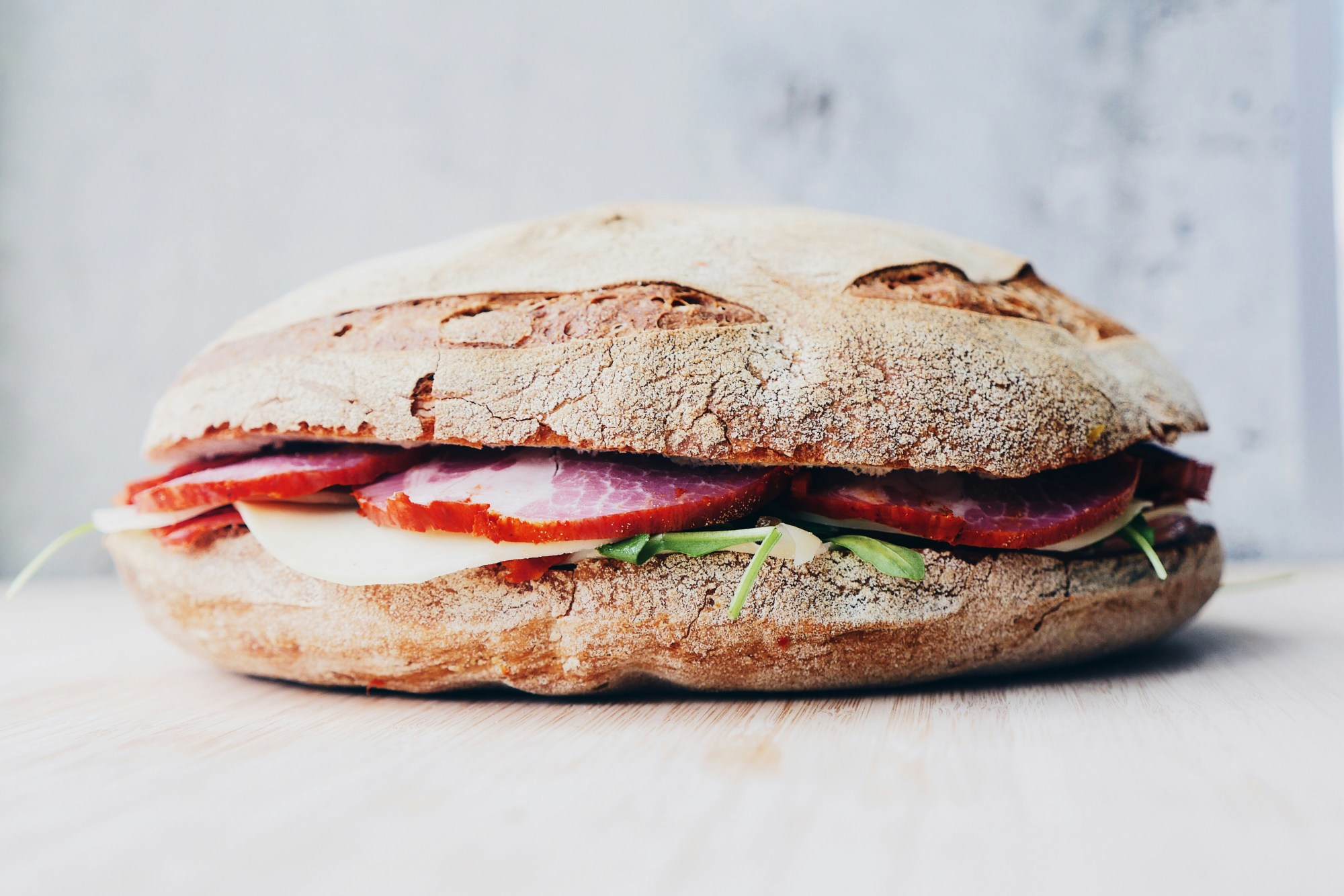 A panini on table.