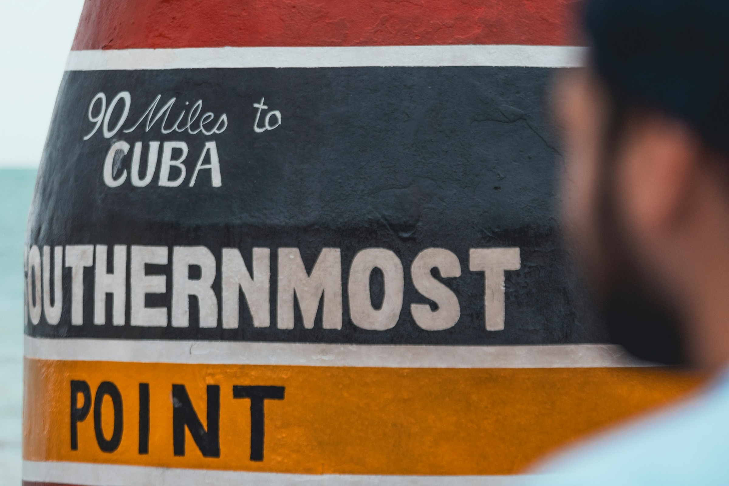 A close up photo of Southernmost Point Buoy.