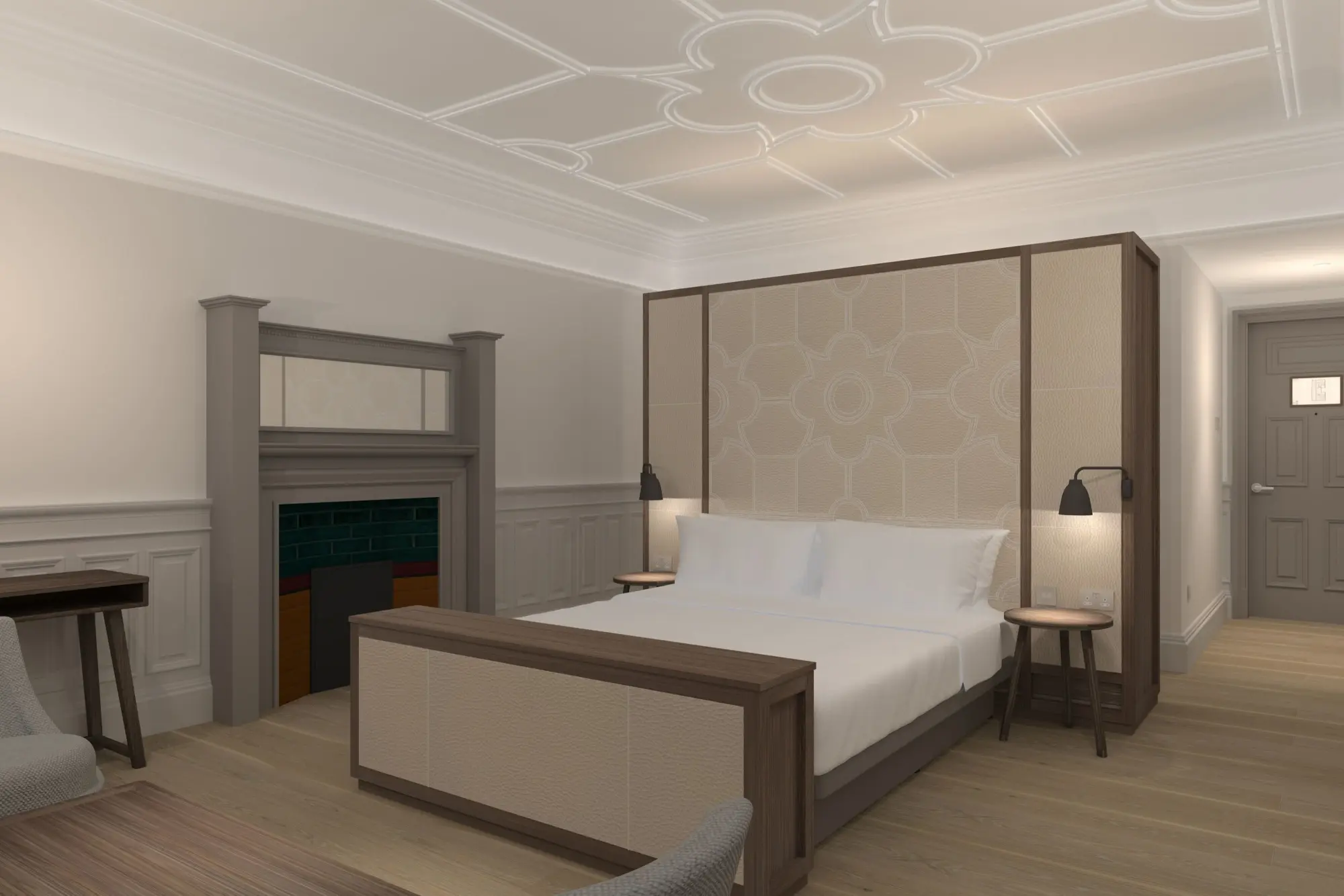 Simple yet comfortable furniture and decor in a spacious hotel room at AC Hotel by Marriott Glasgow
