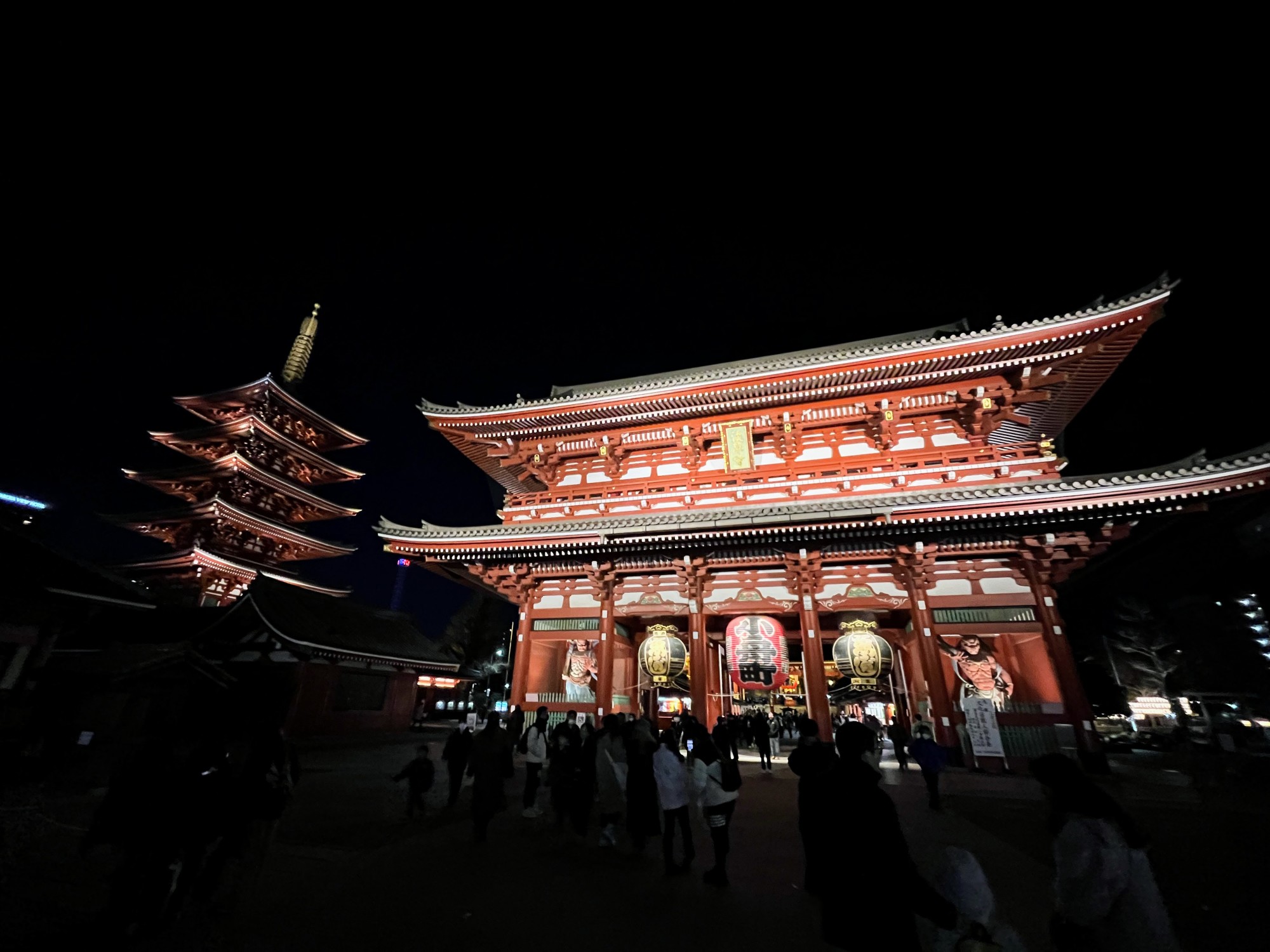 Two Japanese temples at night.