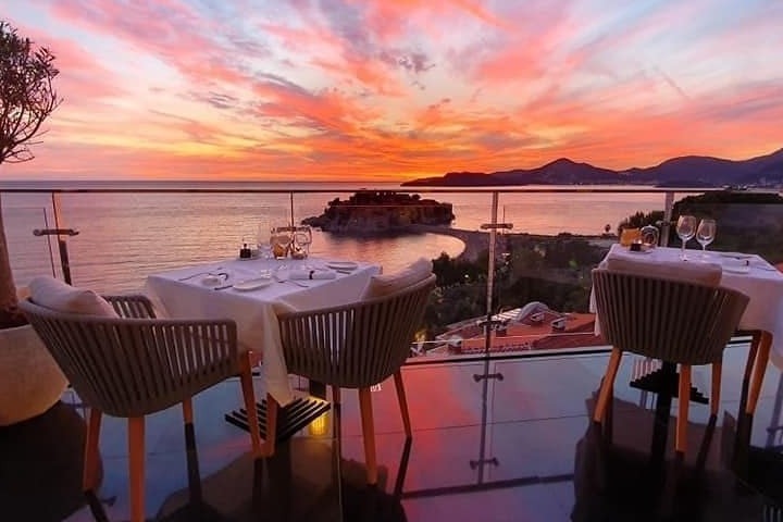 The best view for an outdoor seating at Muse Restaurant at Villa Geba, Montenegro.
