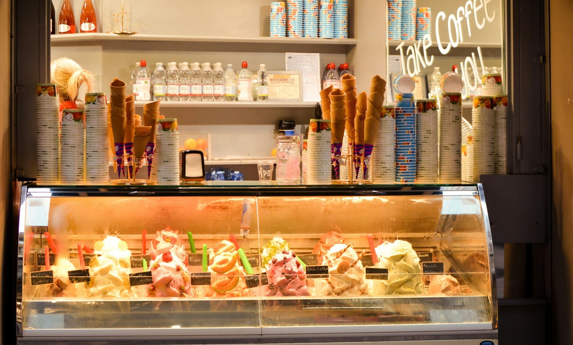 A display of gelato.