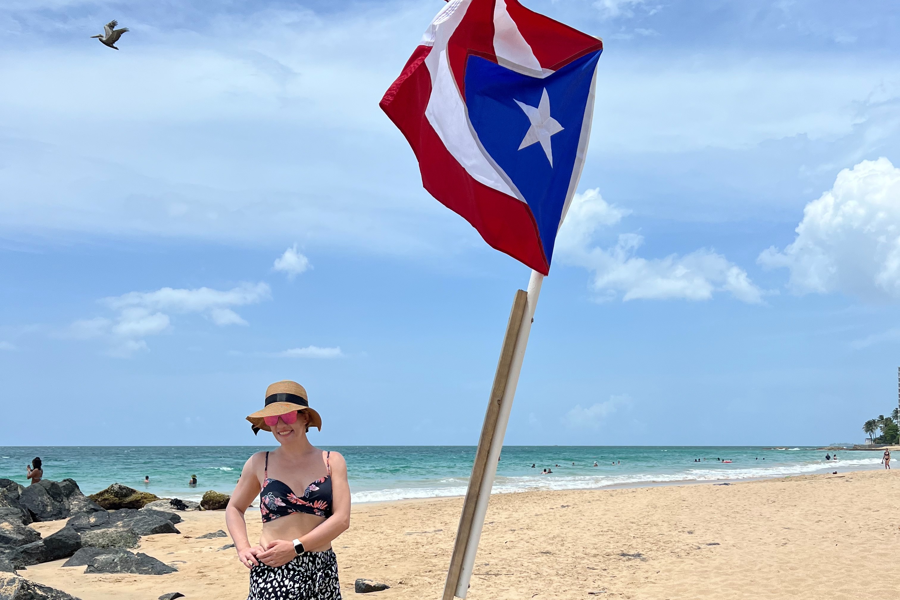 Puerto Rico flag at the beach.