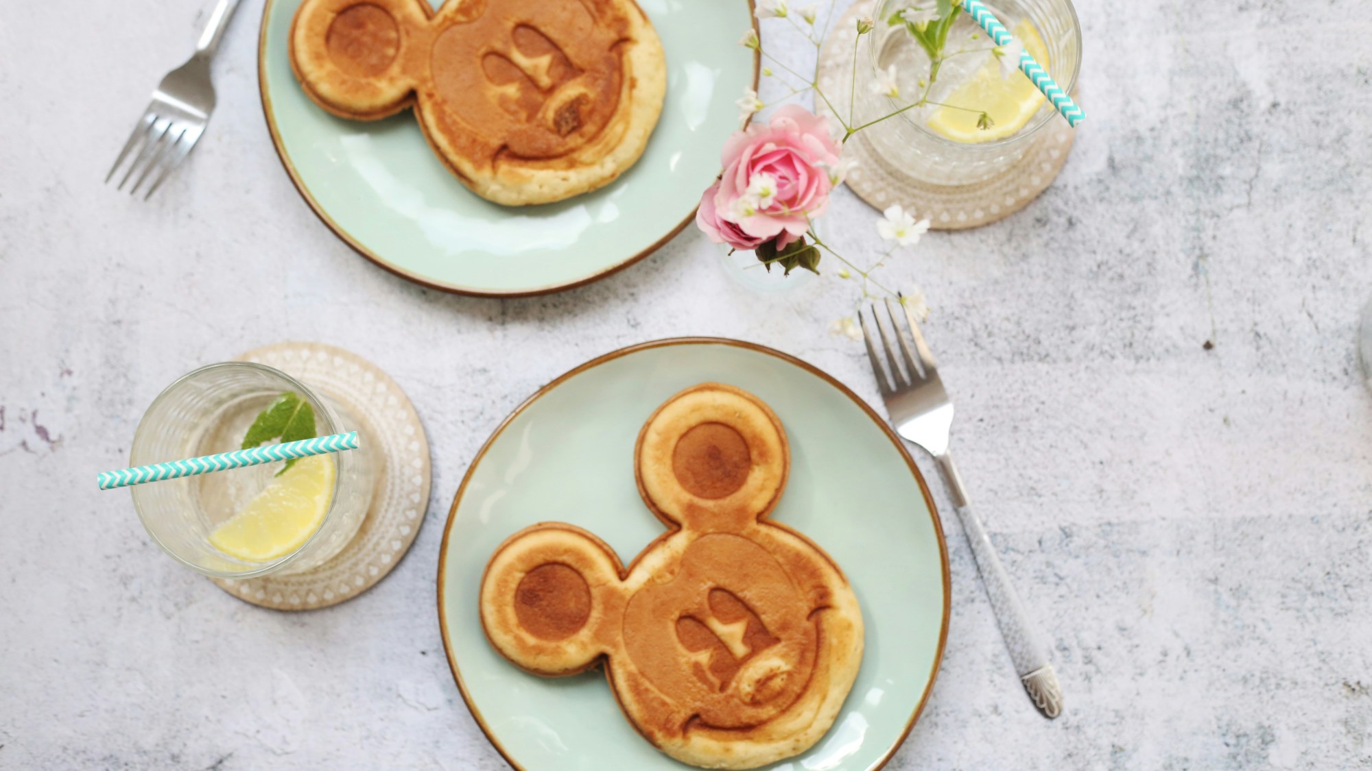 Mickey mouse shaped pancakes.