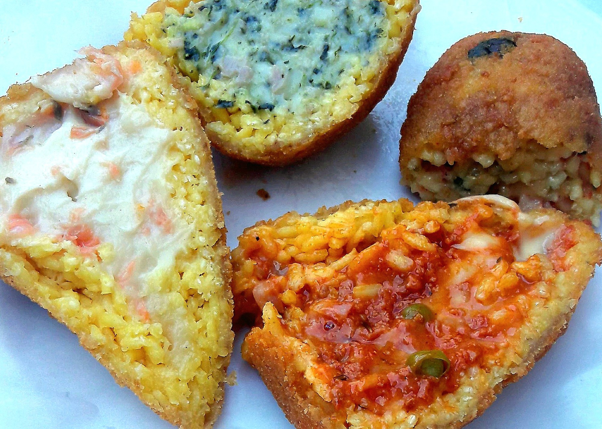 The inside of arancini